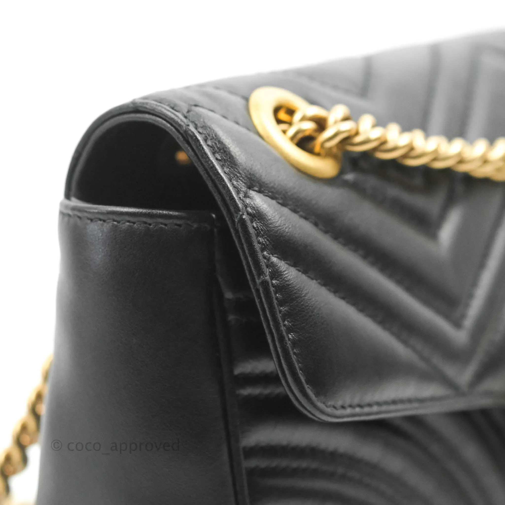 Gucci Small Marmont Black Calfskin Gold Hardware