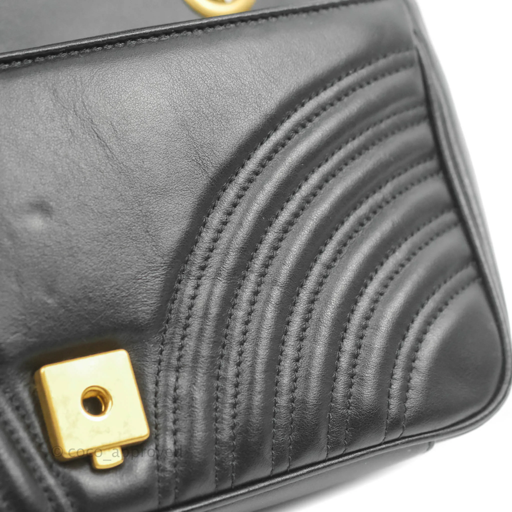 Gucci Small Marmont Black Calfskin Gold Hardware