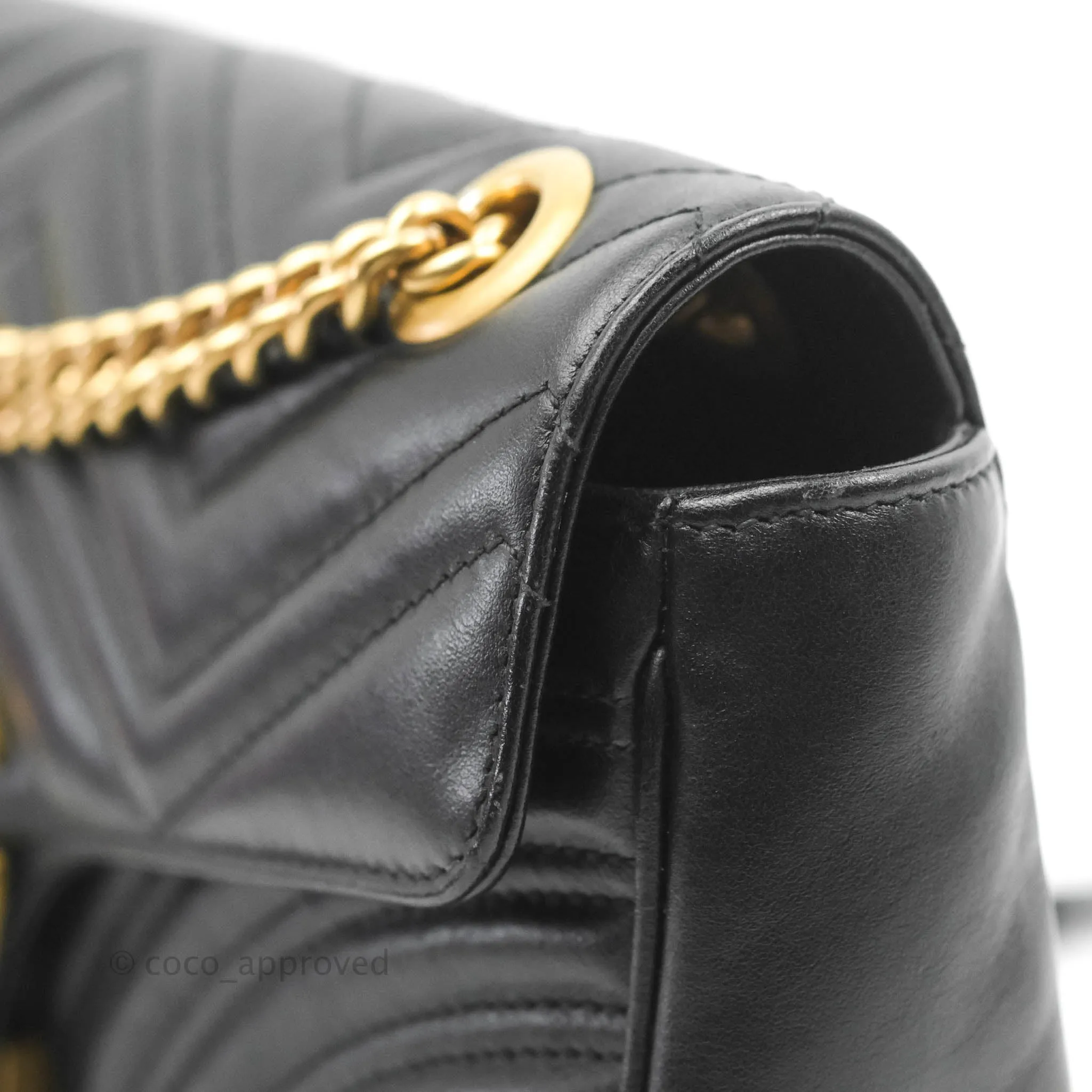 Gucci Small Marmont Black Calfskin Gold Hardware
