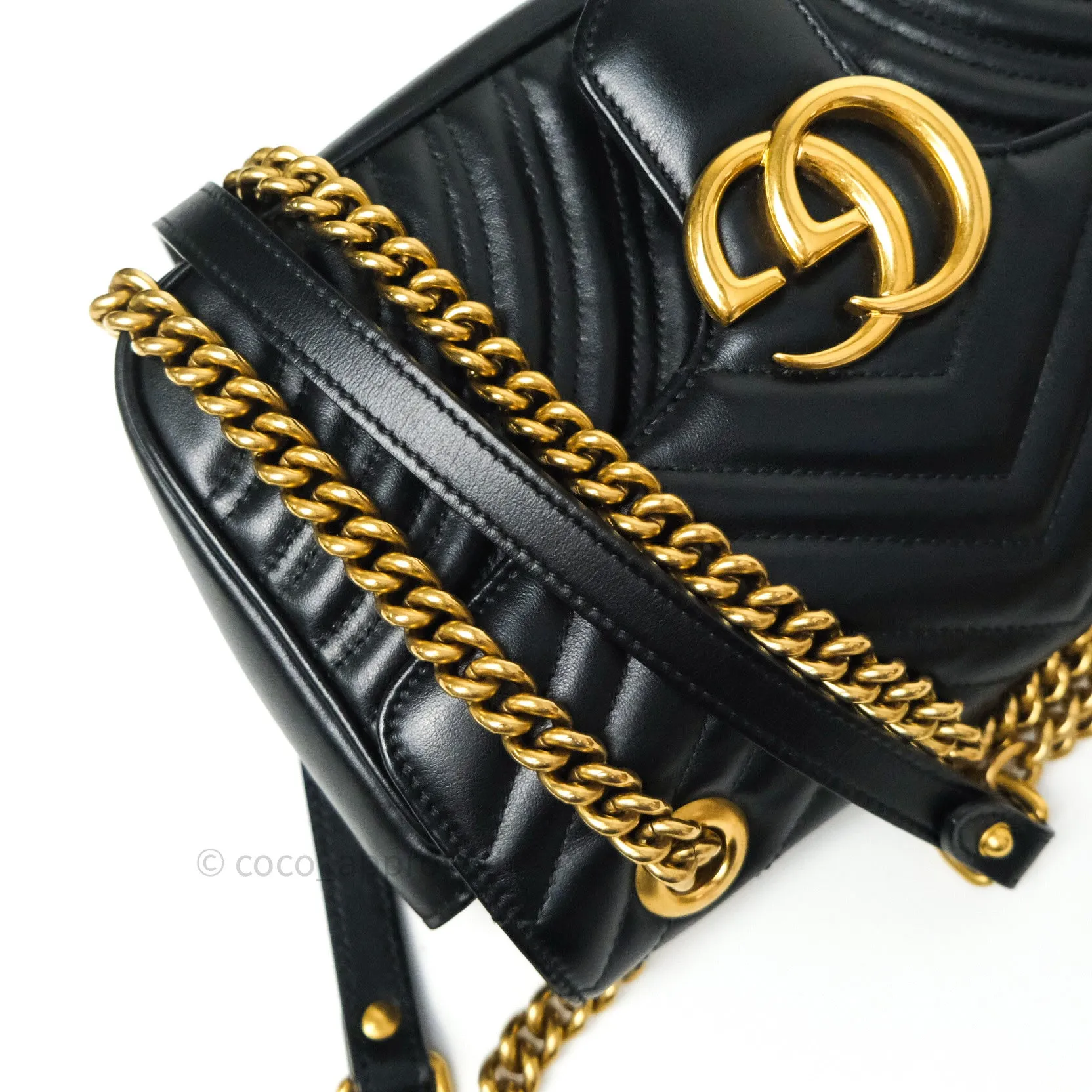 Gucci Small Marmont Black Calfskin Gold Hardware