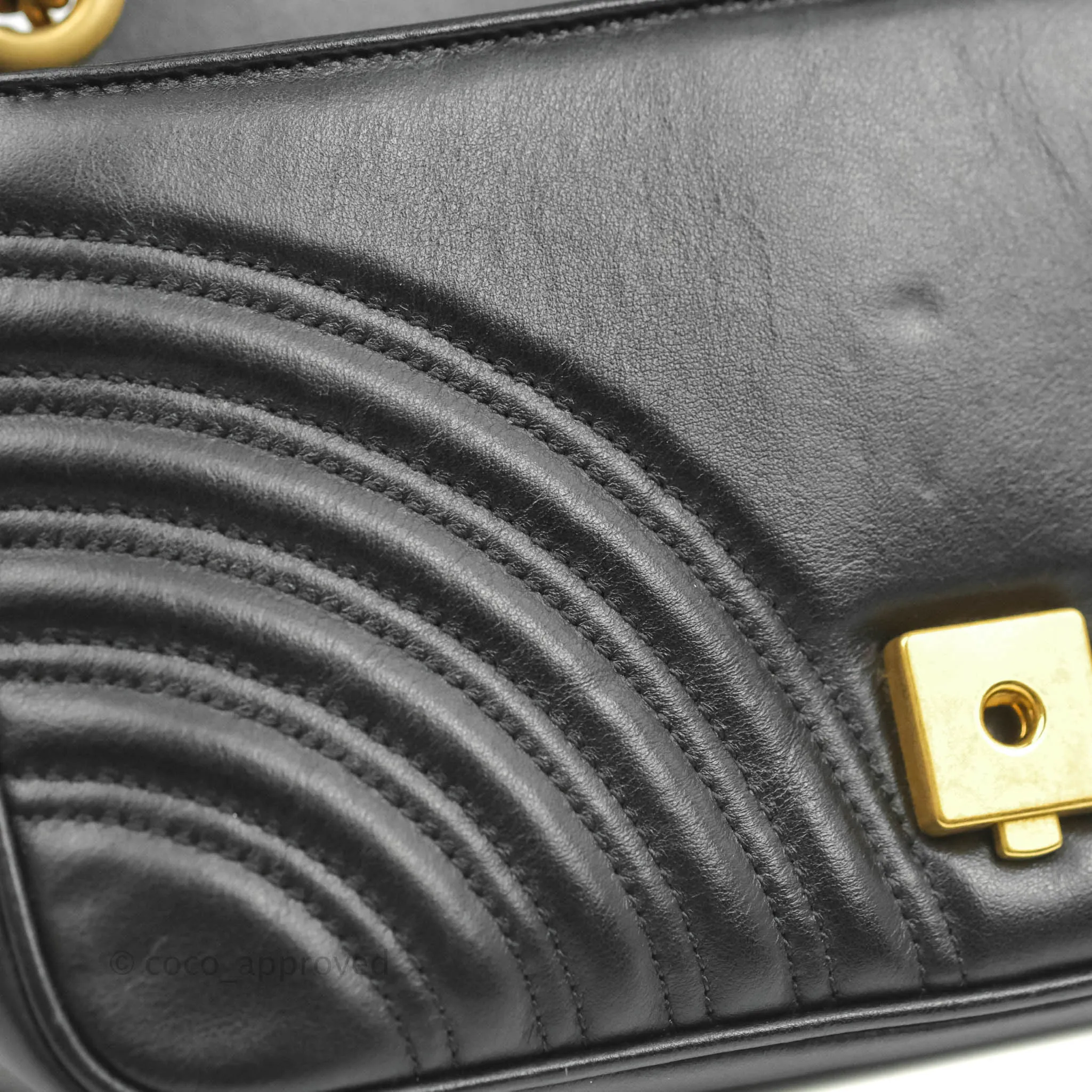 Gucci Small Marmont Black Calfskin Gold Hardware