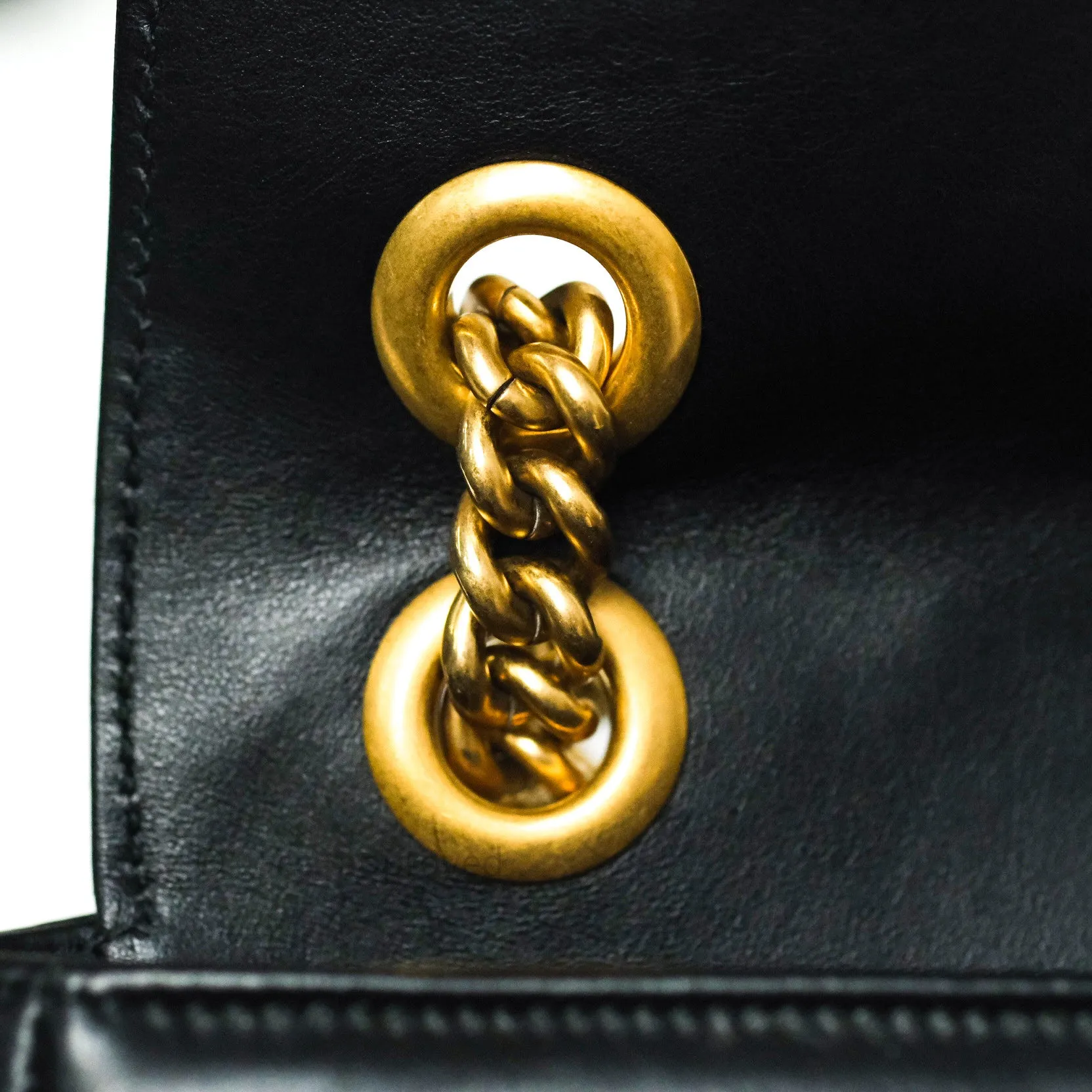 Gucci Small Marmont Black Calfskin Gold Hardware