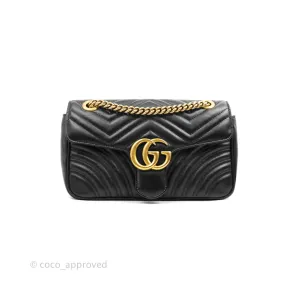 Gucci Small Marmont Black Calfskin Gold Hardware
