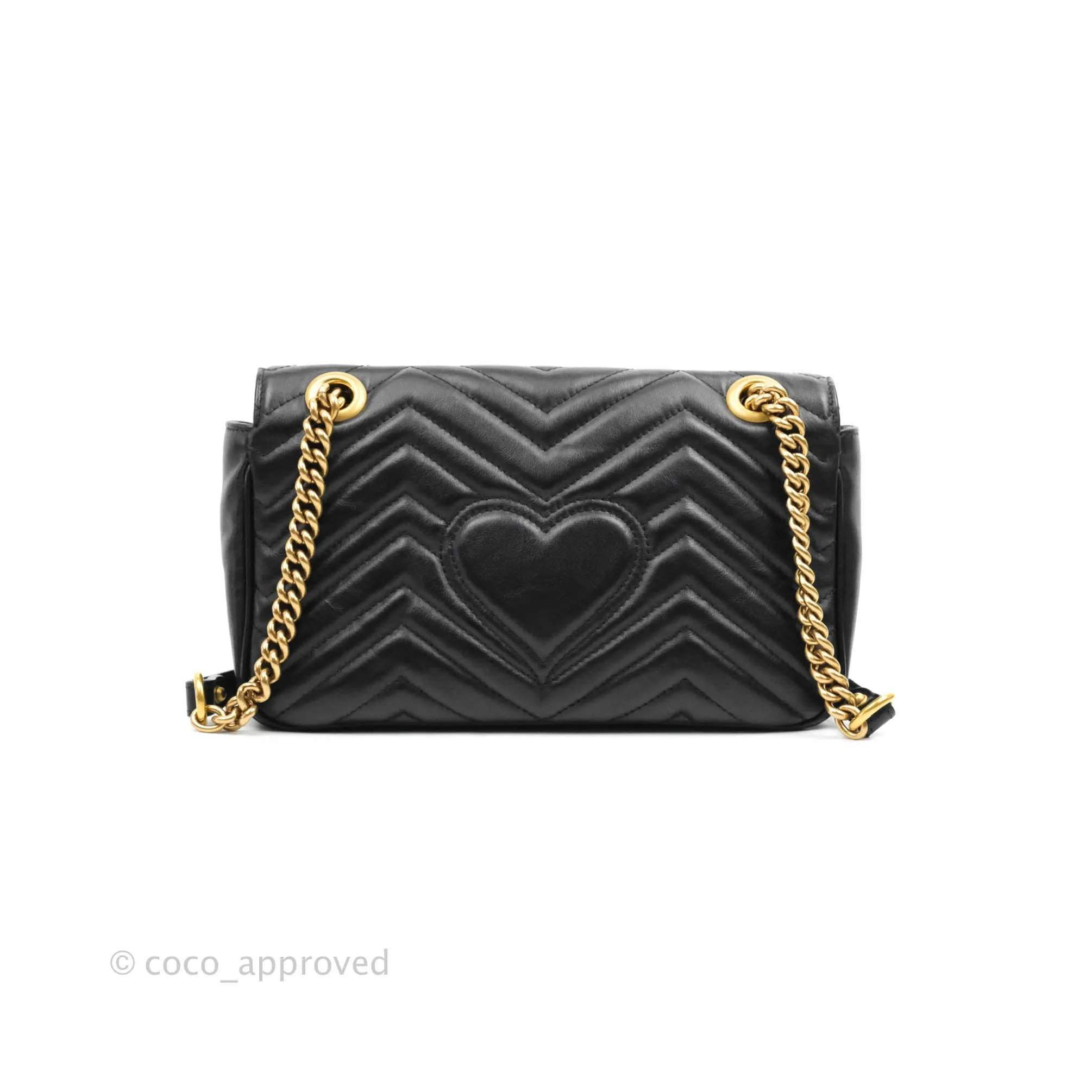 Gucci Small Marmont Black Calfskin Gold Hardware