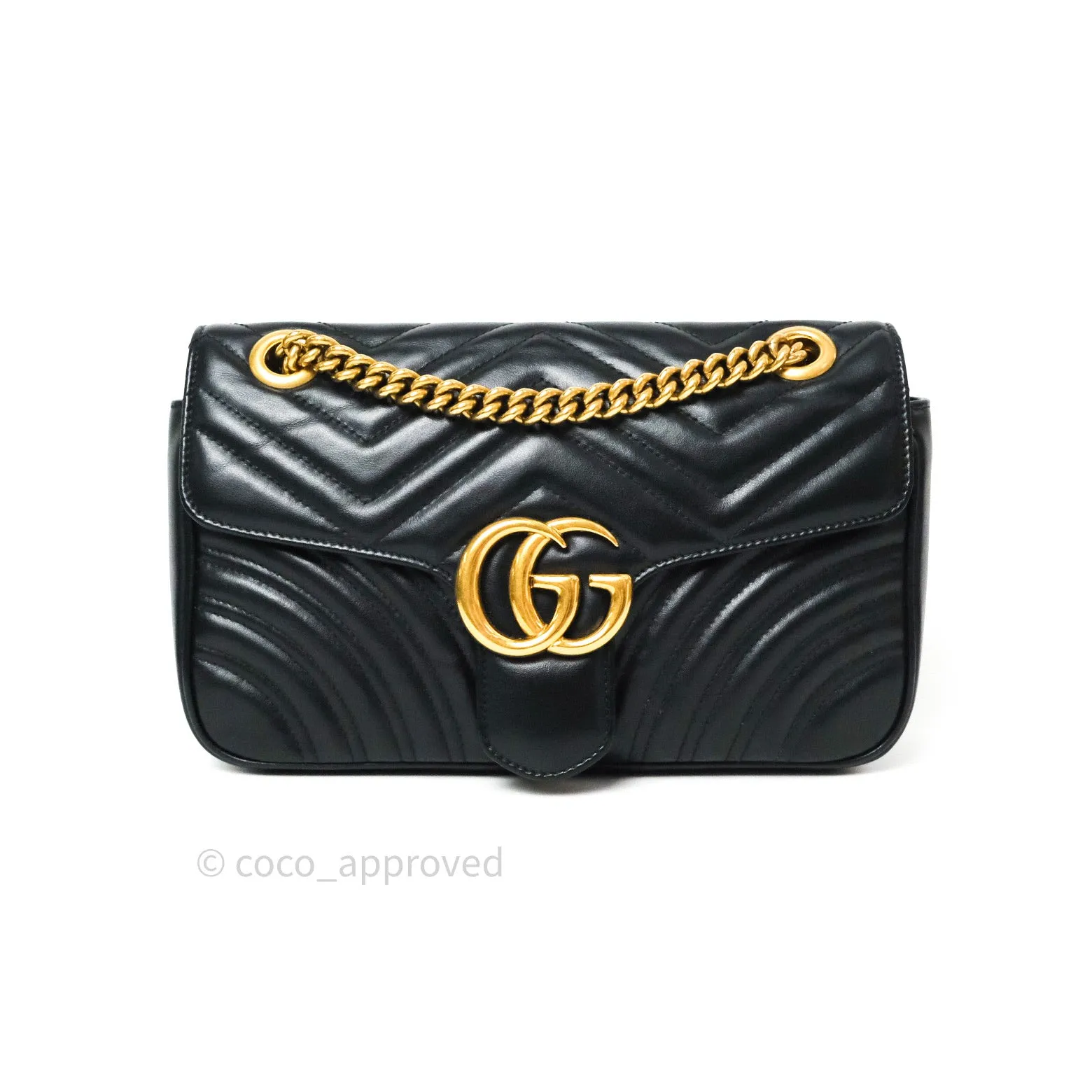 Gucci Small Marmont Black Calfskin Gold Hardware