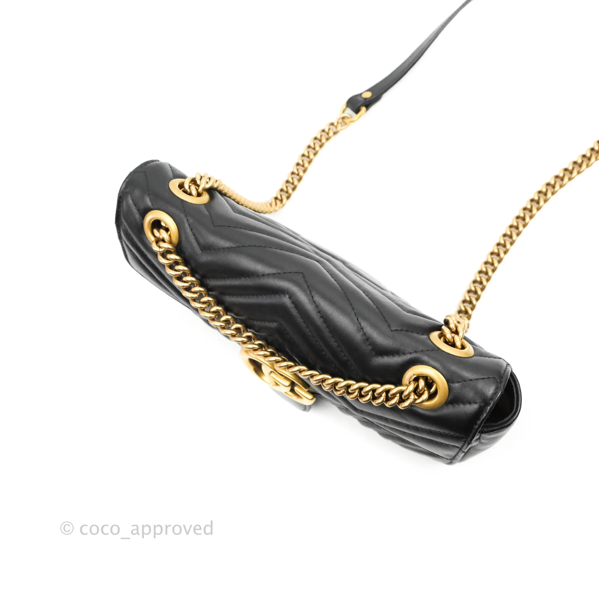 Gucci Small Marmont Black Calfskin Gold Hardware