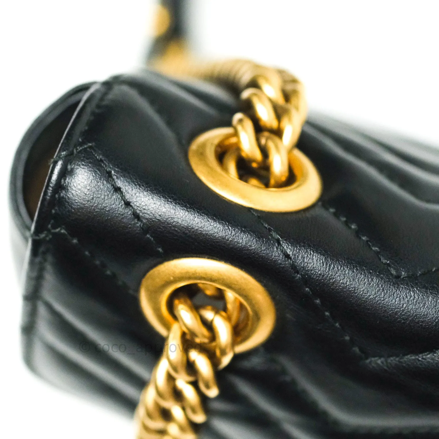 Gucci Small Marmont Black Calfskin Gold Hardware