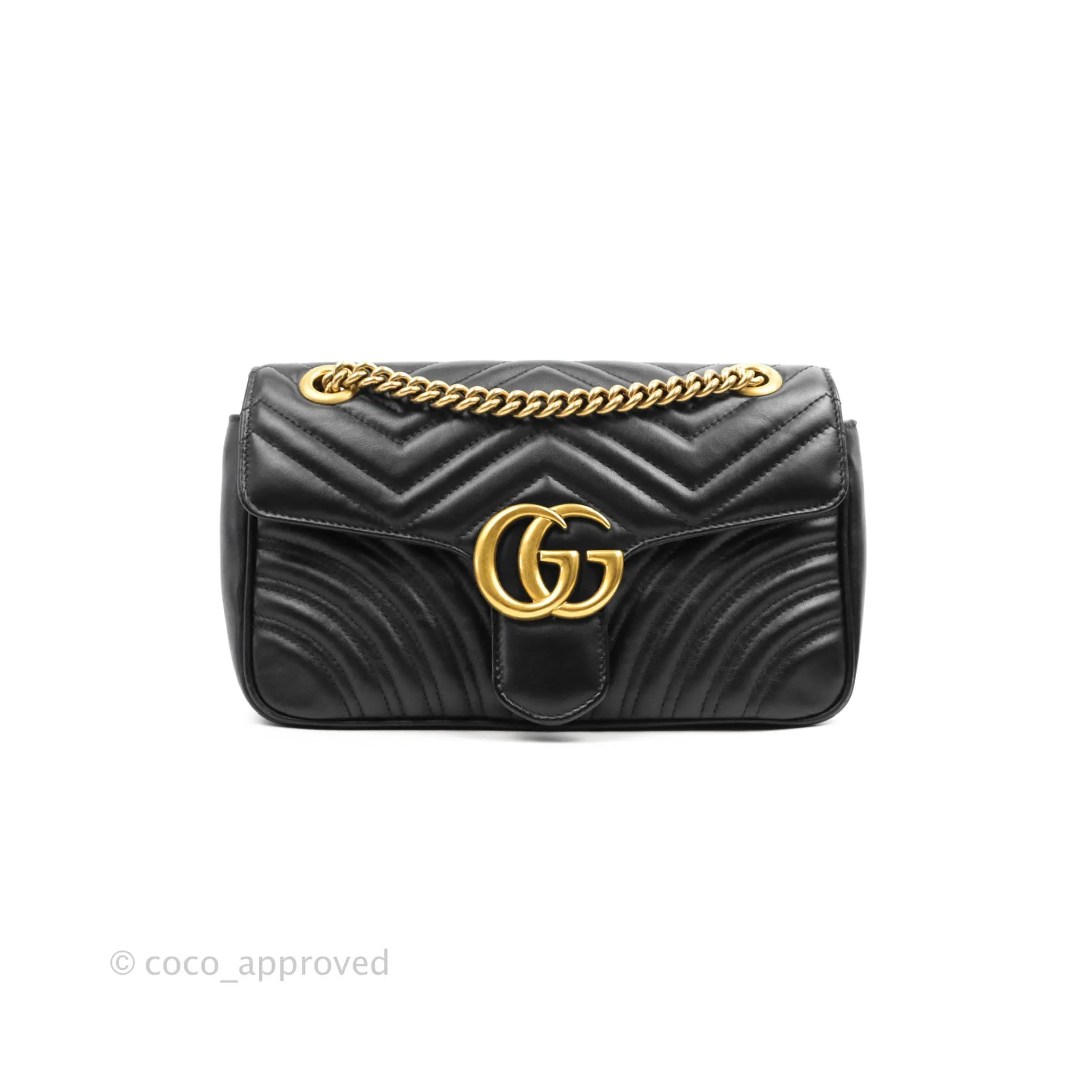 Gucci Small Marmont Black Calfskin Gold Hardware