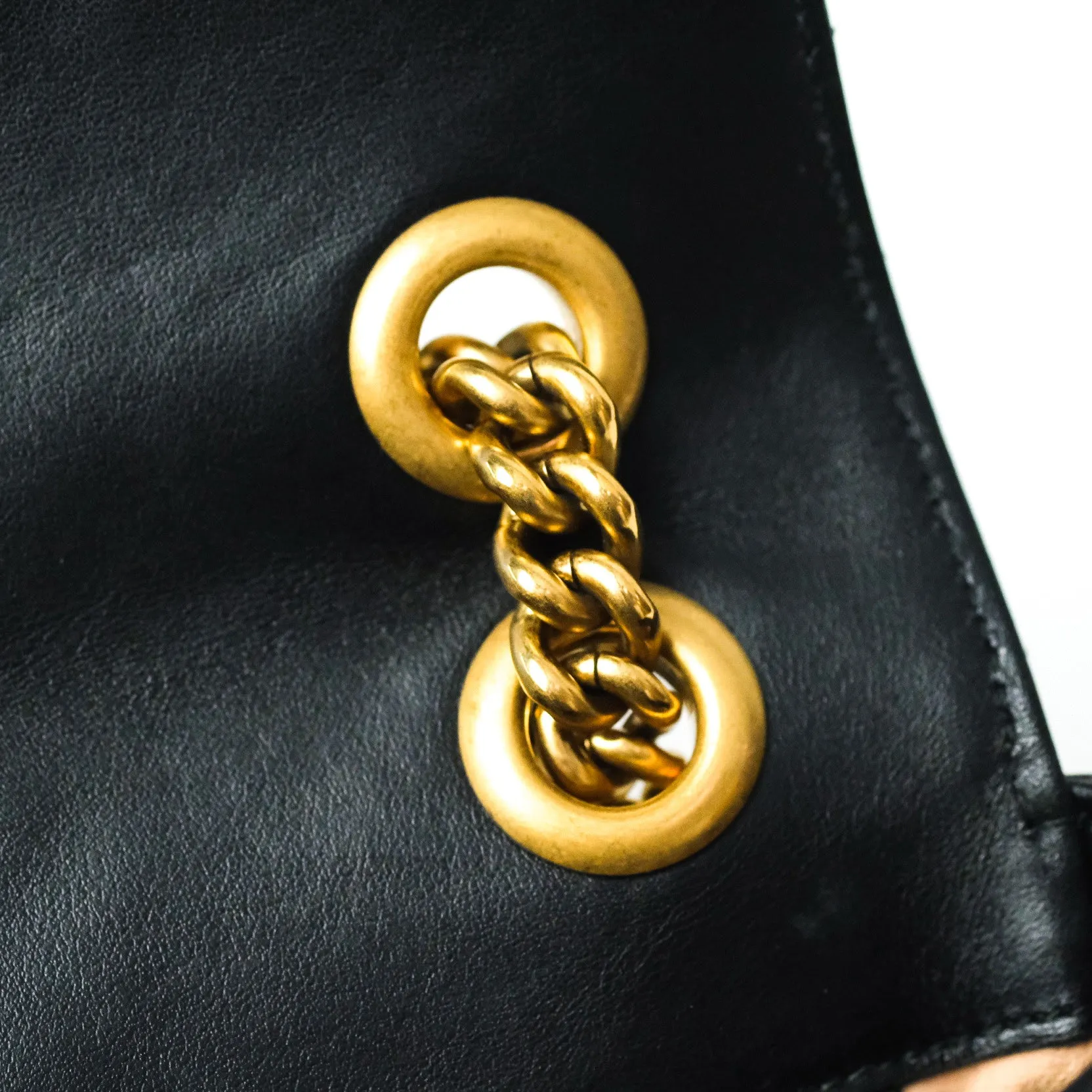 Gucci Small Marmont Black Calfskin Gold Hardware