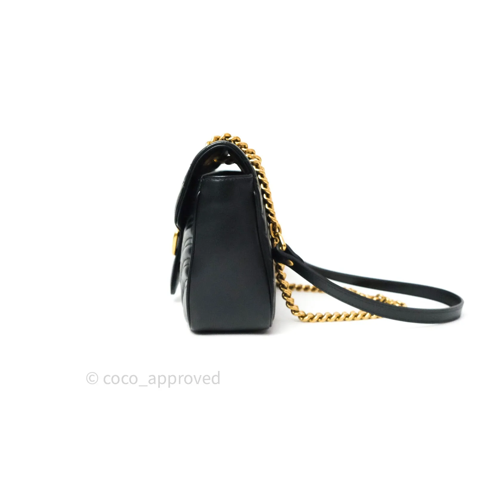 Gucci Small Marmont Black Calfskin Gold Hardware