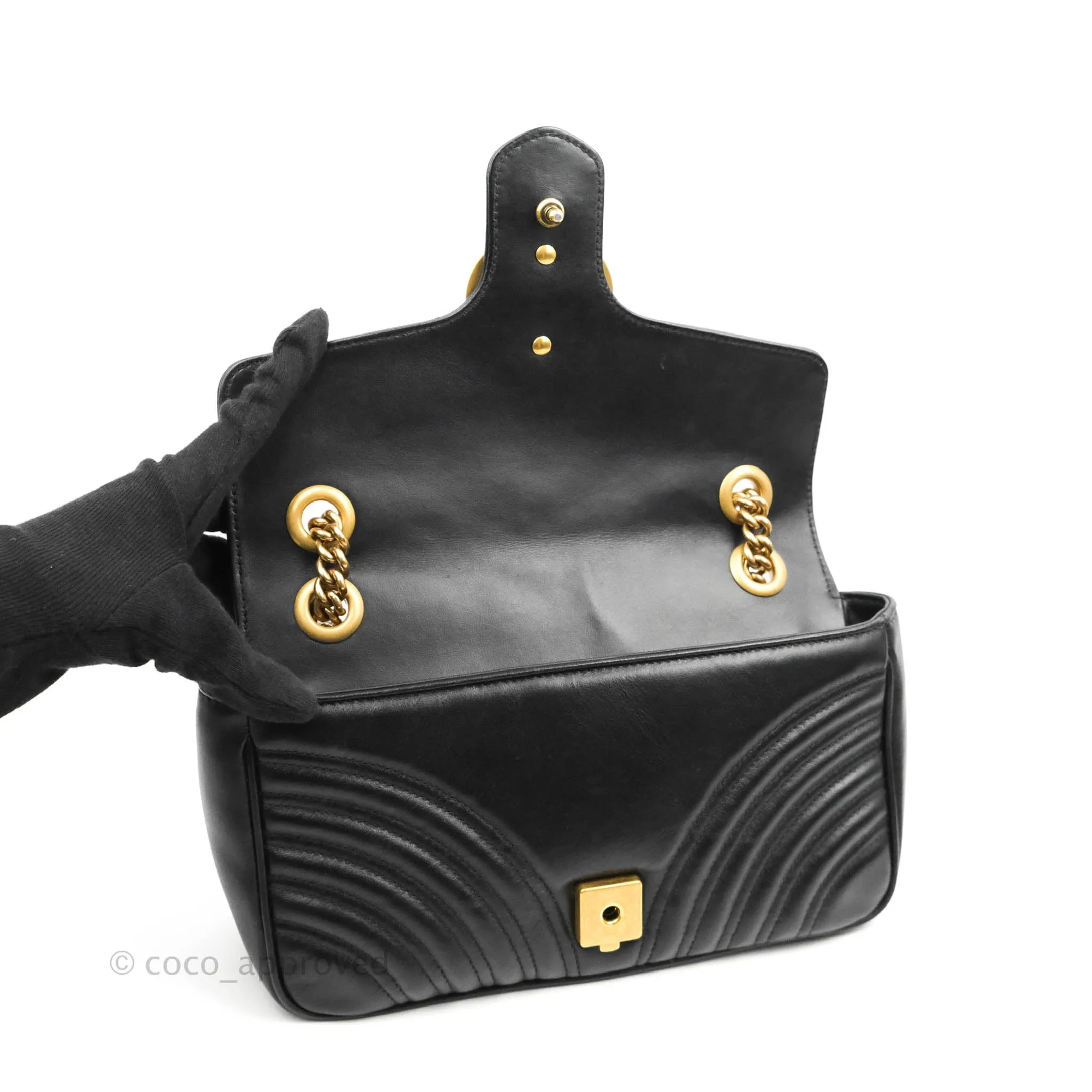 Gucci Small Marmont Black Calfskin Gold Hardware