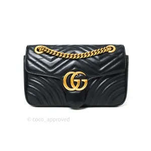 Gucci Small Marmont Black Calfskin Gold Hardware