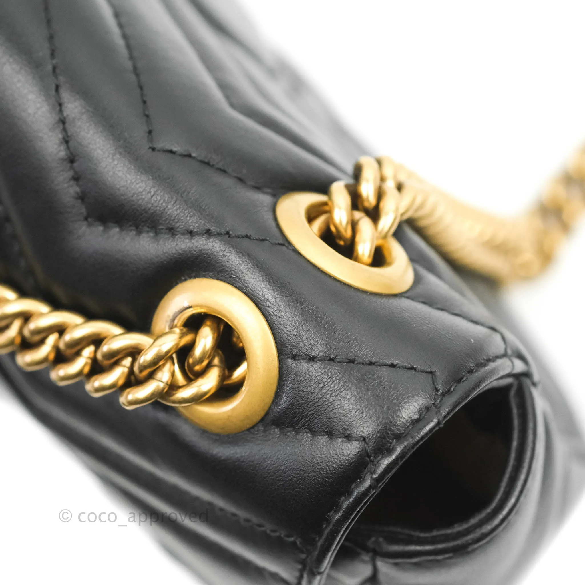 Gucci Small Marmont Black Calfskin Gold Hardware