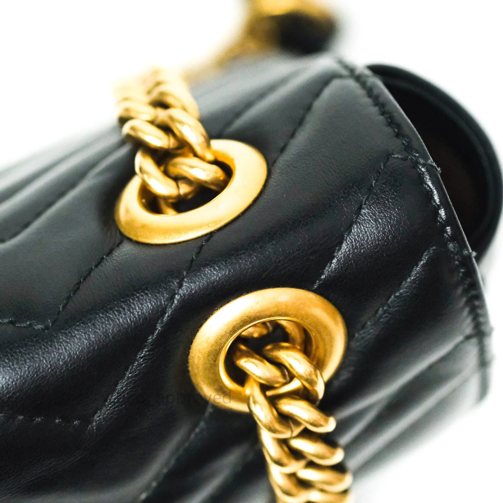Gucci Small Marmont Black Calfskin Gold Hardware