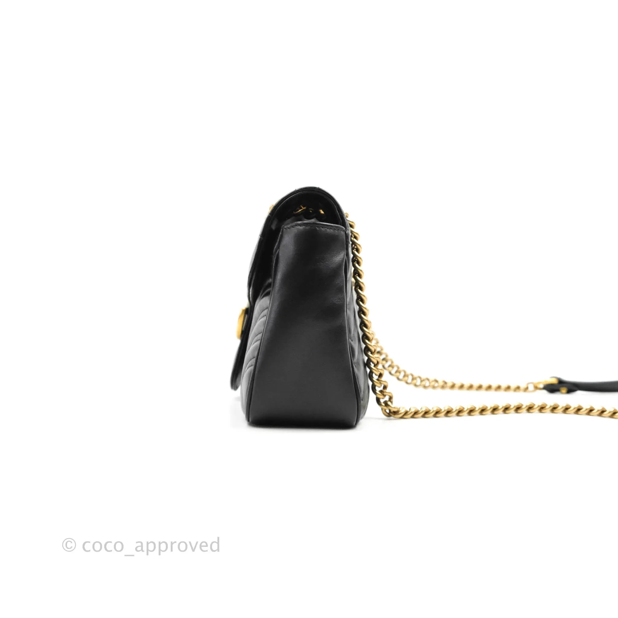 Gucci Small Marmont Black Calfskin Gold Hardware