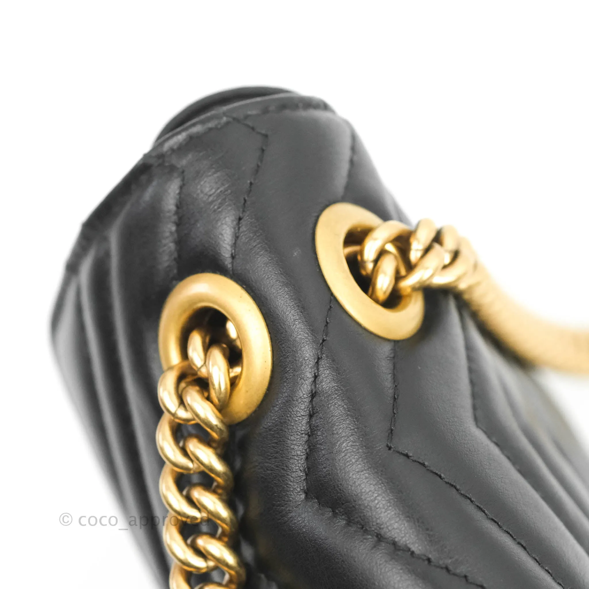 Gucci Small Marmont Black Calfskin Gold Hardware