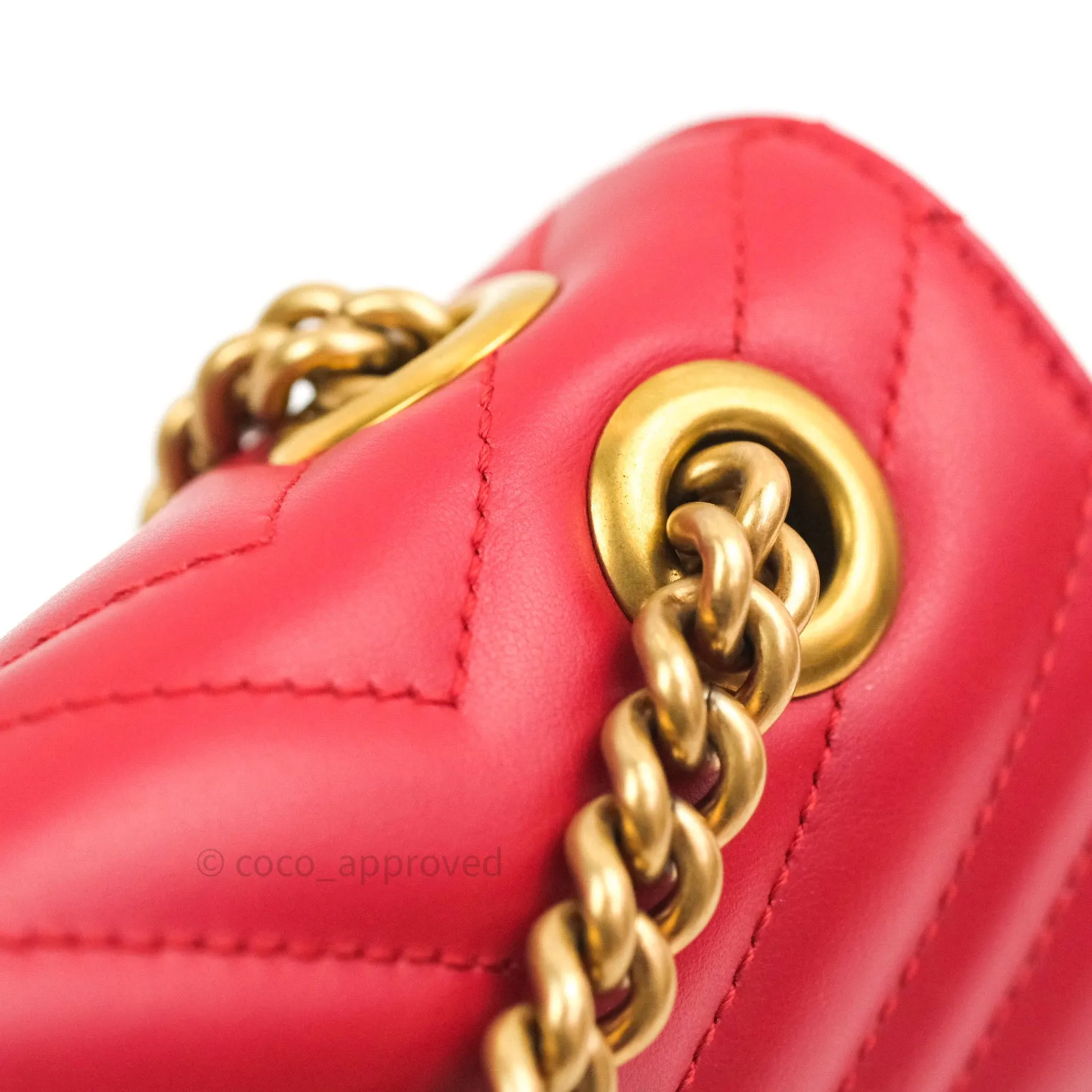 Gucci Small Marmont Red Calfskin Gold Hardware