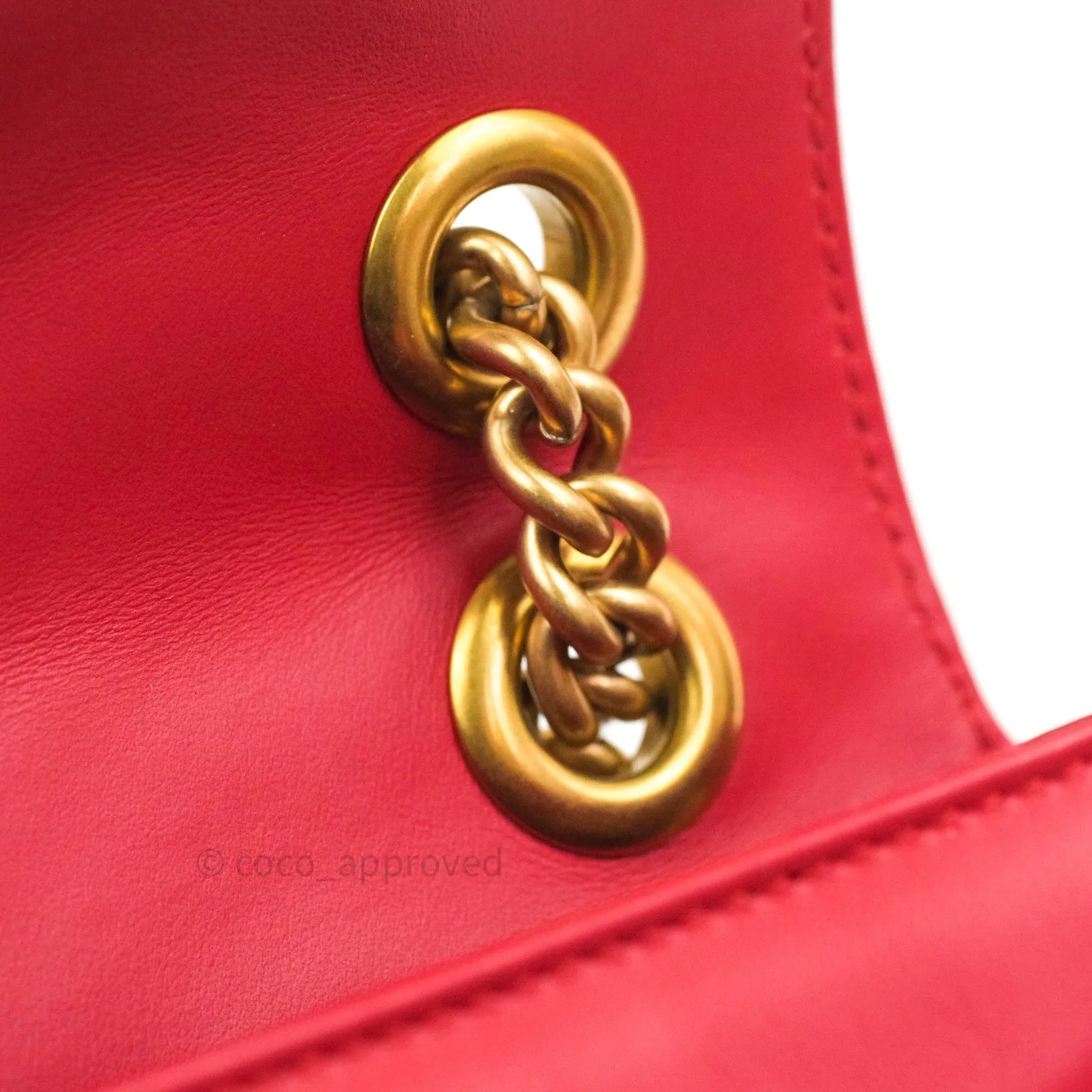 Gucci Small Marmont Red Calfskin Gold Hardware