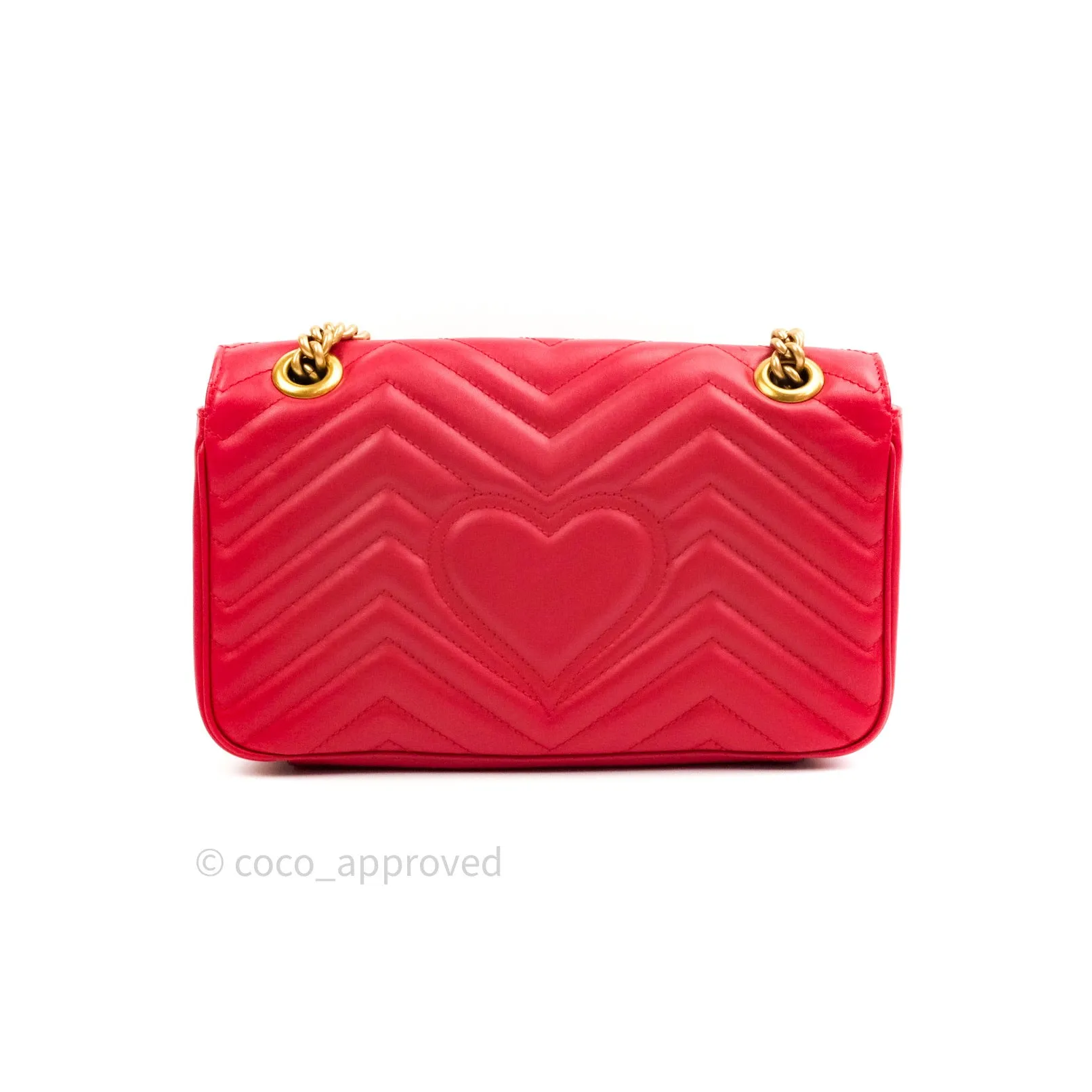 Gucci Small Marmont Red Calfskin Gold Hardware