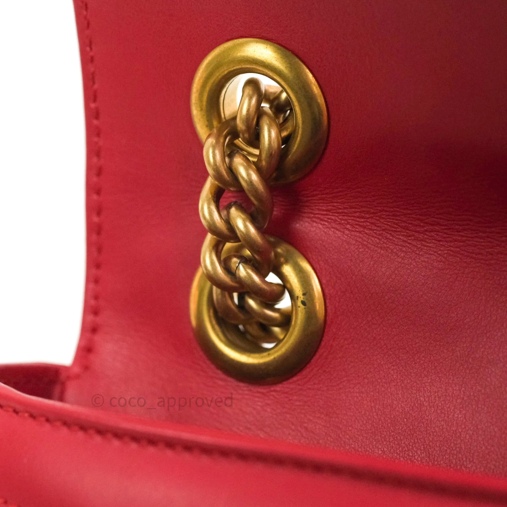 Gucci Small Marmont Red Calfskin Gold Hardware