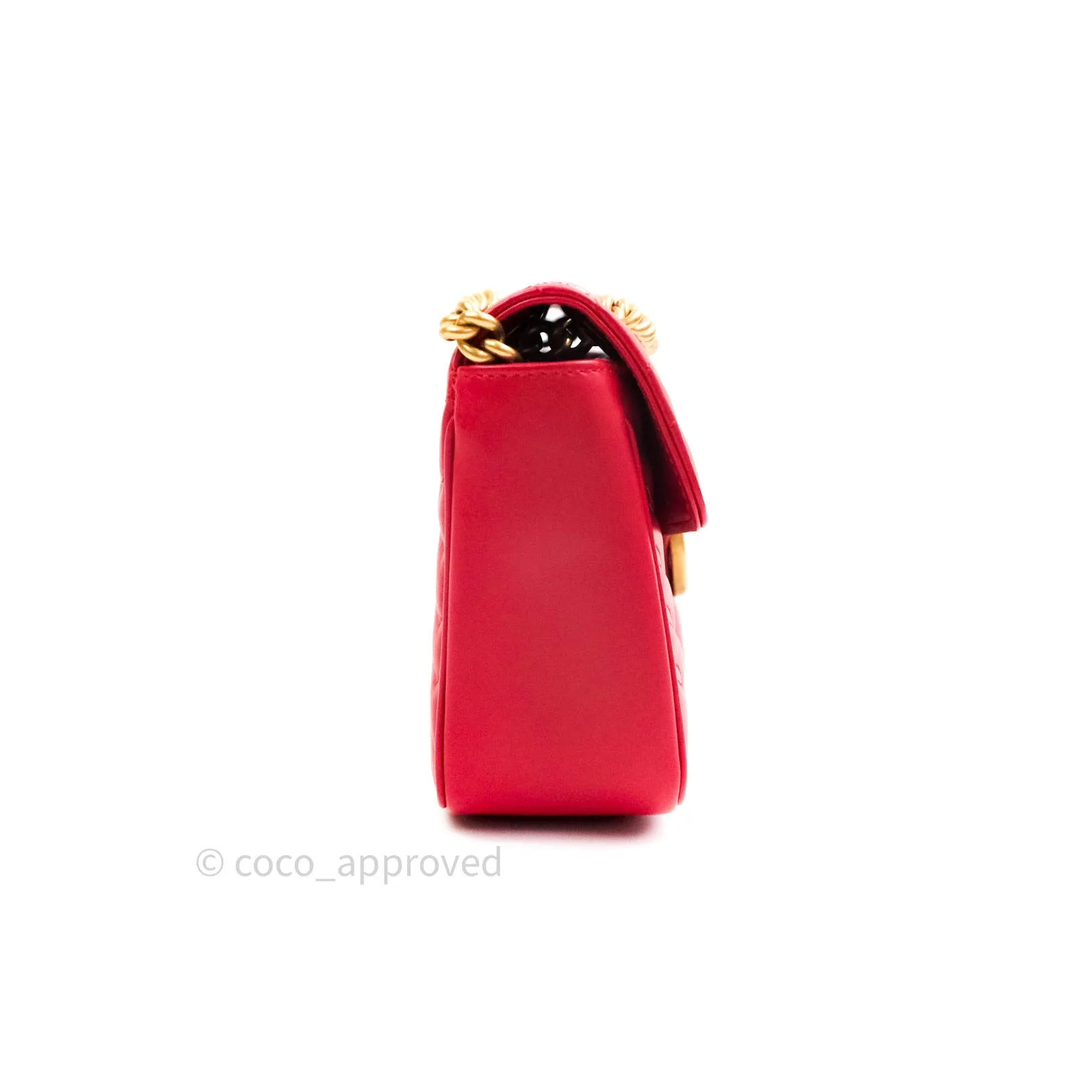 Gucci Small Marmont Red Calfskin Gold Hardware