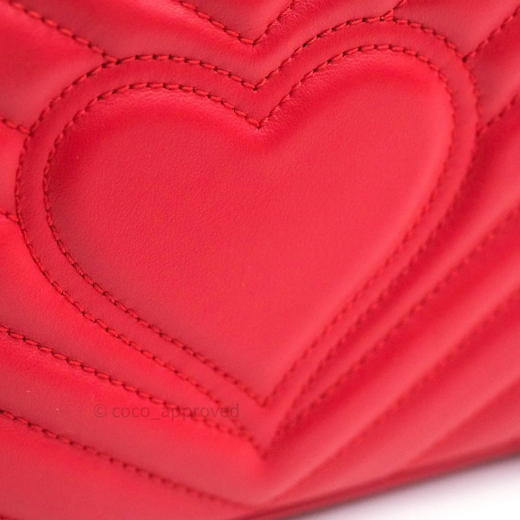 Gucci Small Marmont Red Calfskin Gold Hardware