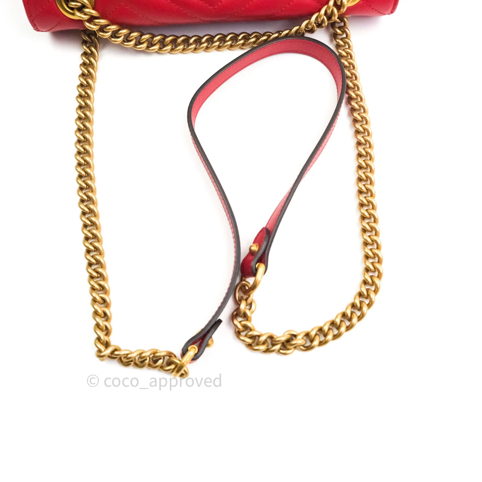 Gucci Small Marmont Red Calfskin Gold Hardware