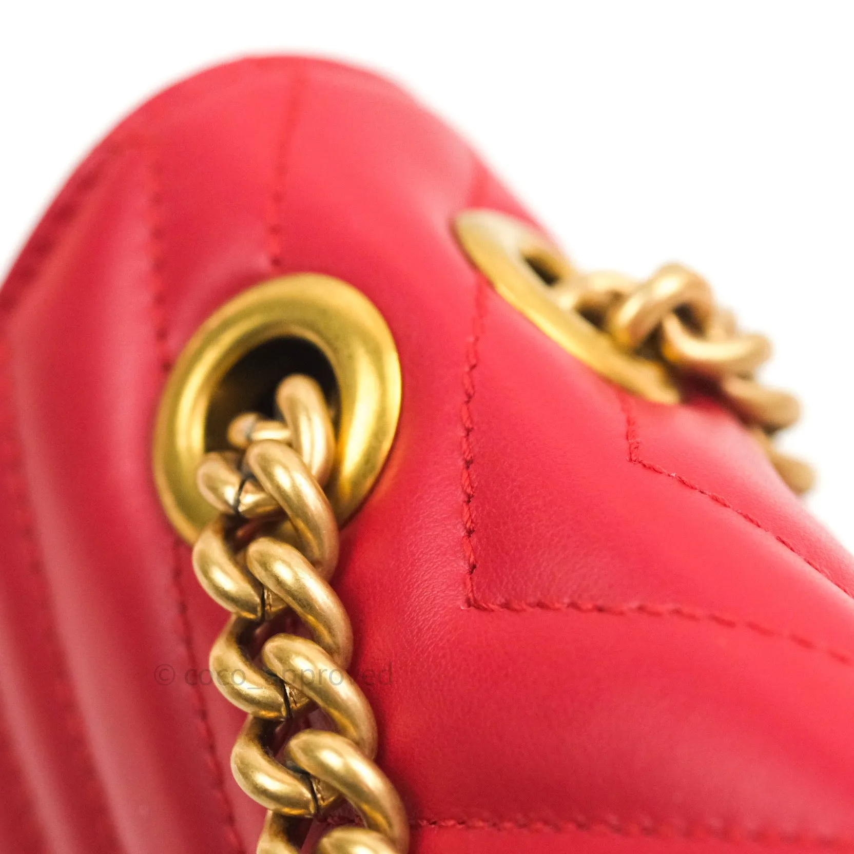 Gucci Small Marmont Red Calfskin Gold Hardware