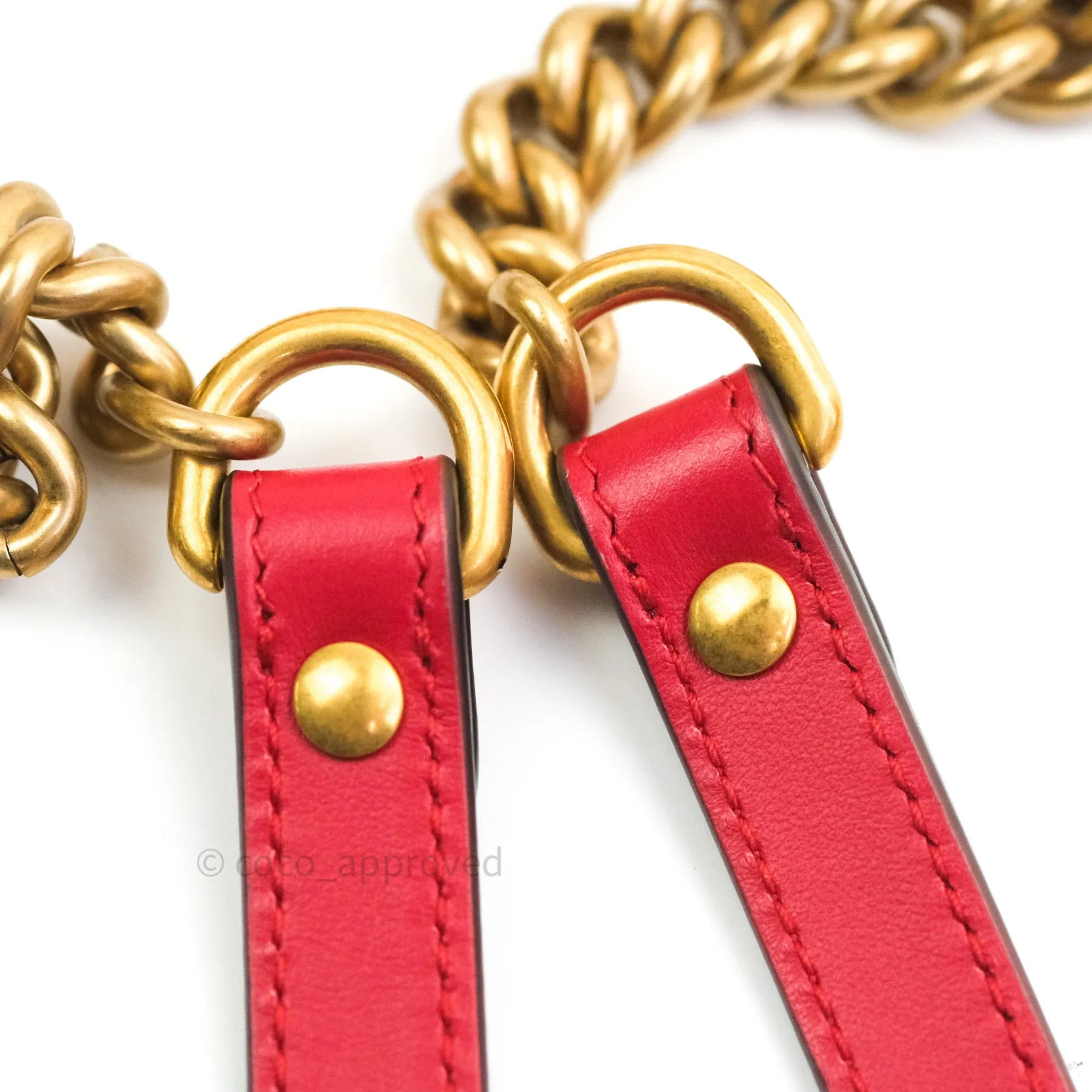 Gucci Small Marmont Red Calfskin Gold Hardware