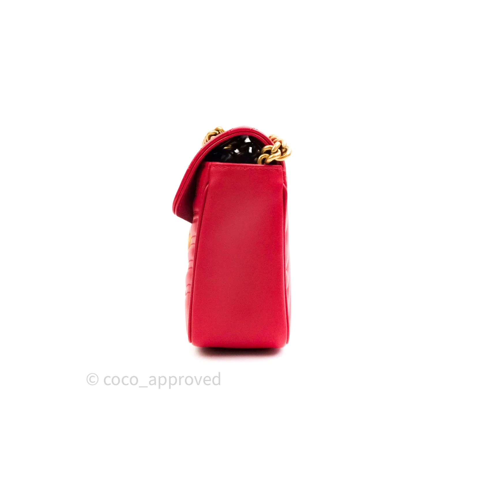 Gucci Small Marmont Red Calfskin Gold Hardware