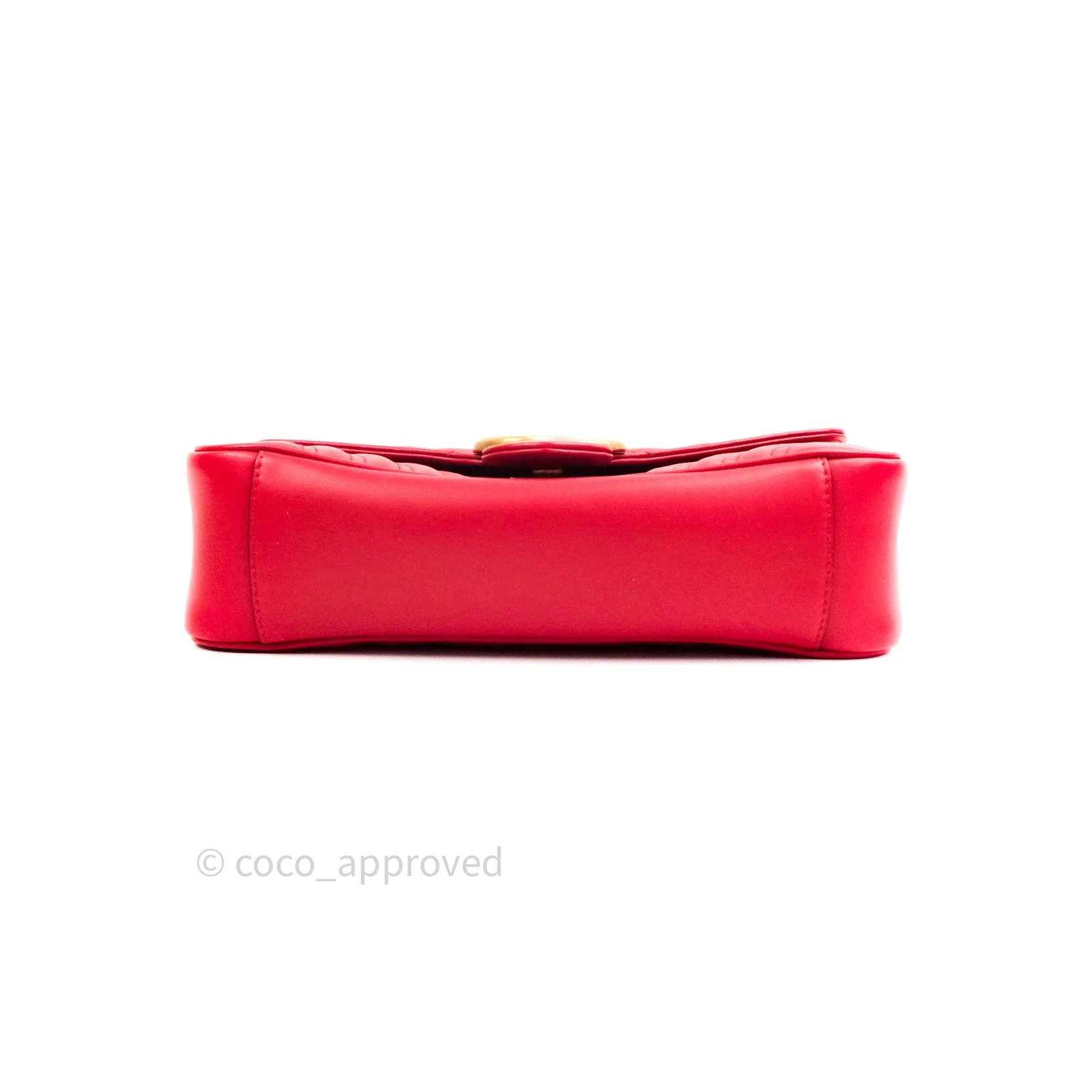 Gucci Small Marmont Red Calfskin Gold Hardware