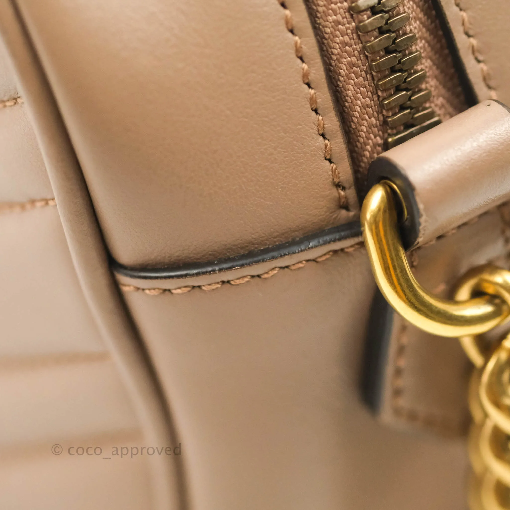 Gucci Small Matelasse GG Marmont Camera Bag Dusty Pink Calfskin Gold Hardware