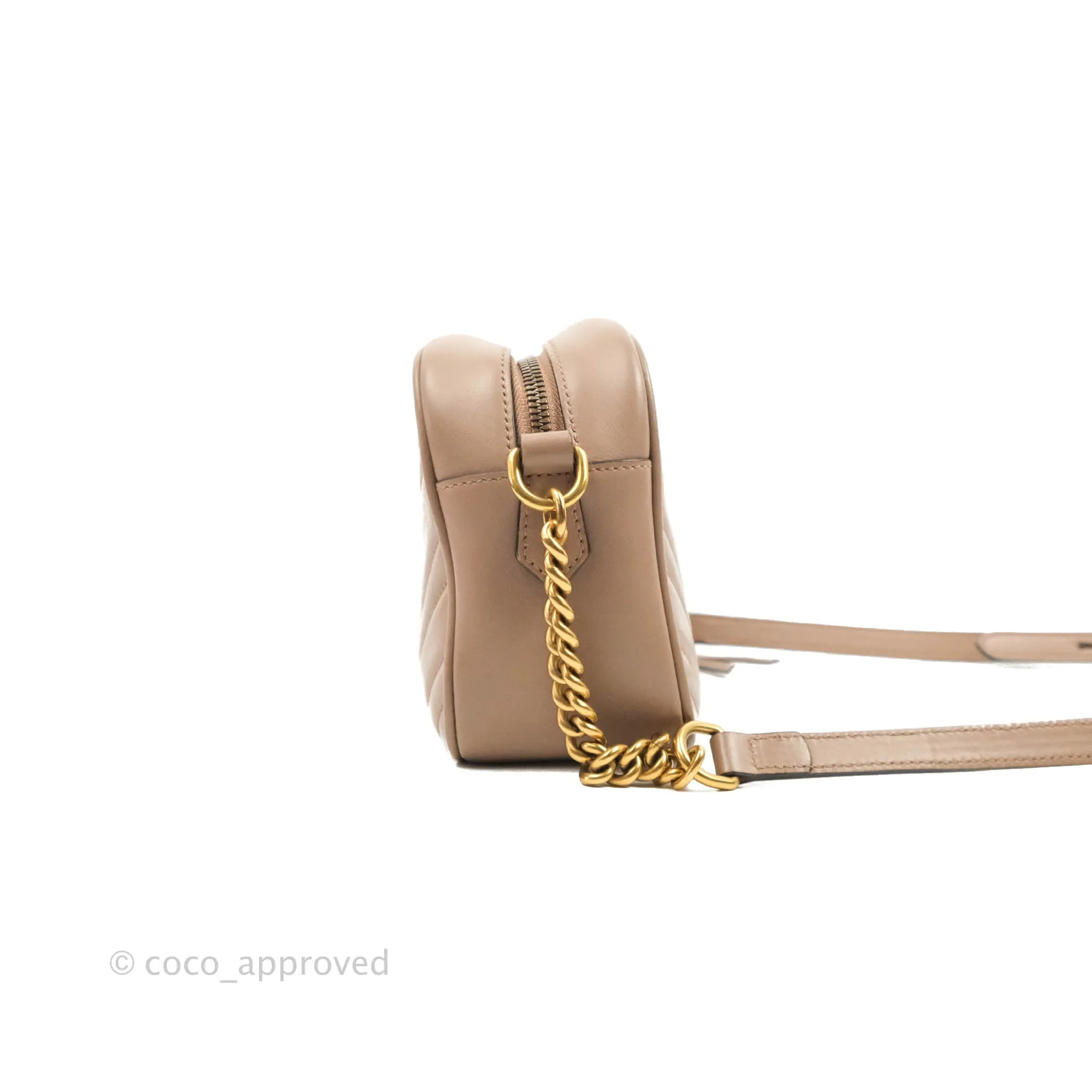 Gucci Small Matelasse GG Marmont Camera Bag Dusty Pink Calfskin Gold Hardware