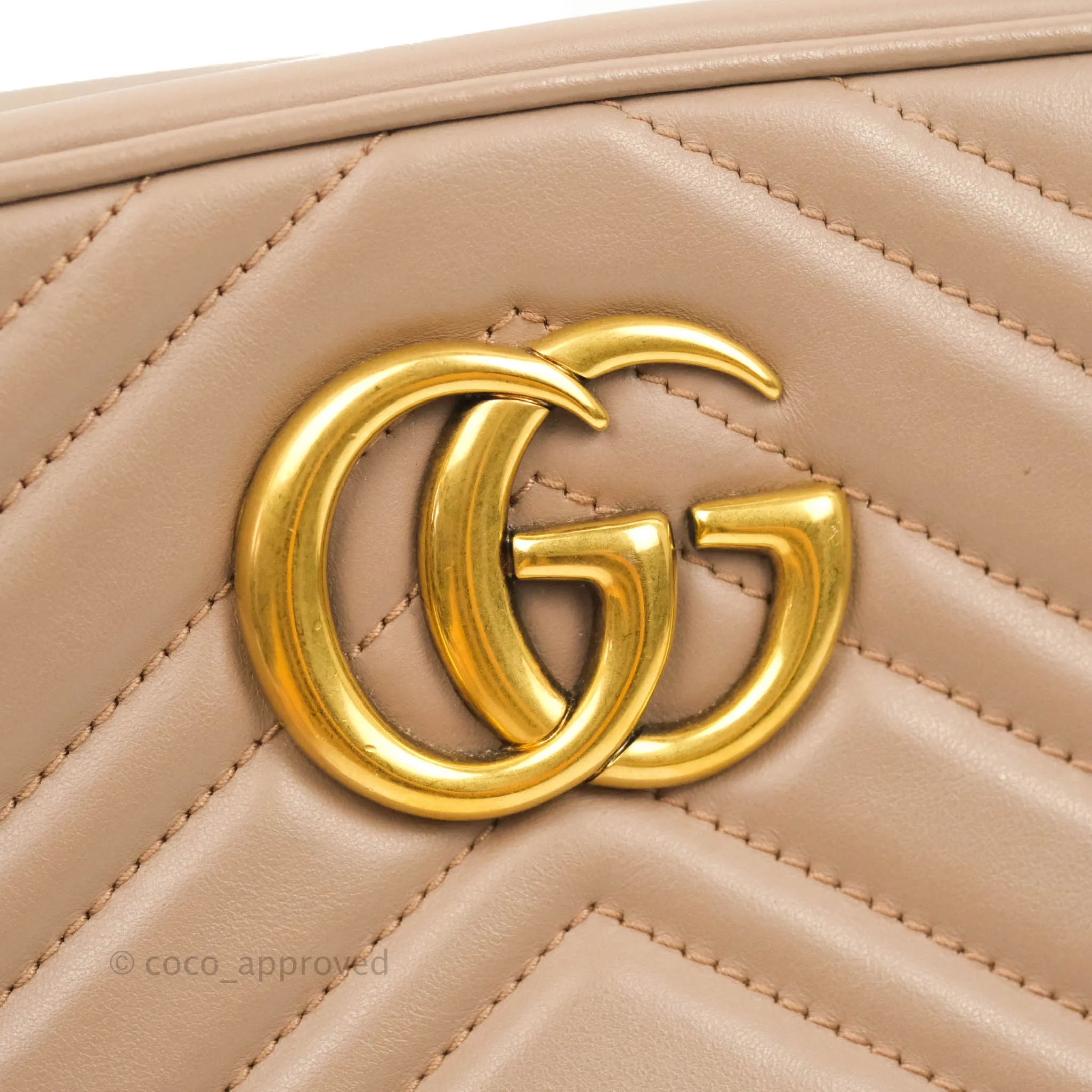 Gucci Small Matelasse GG Marmont Camera Bag Dusty Pink Calfskin Gold Hardware