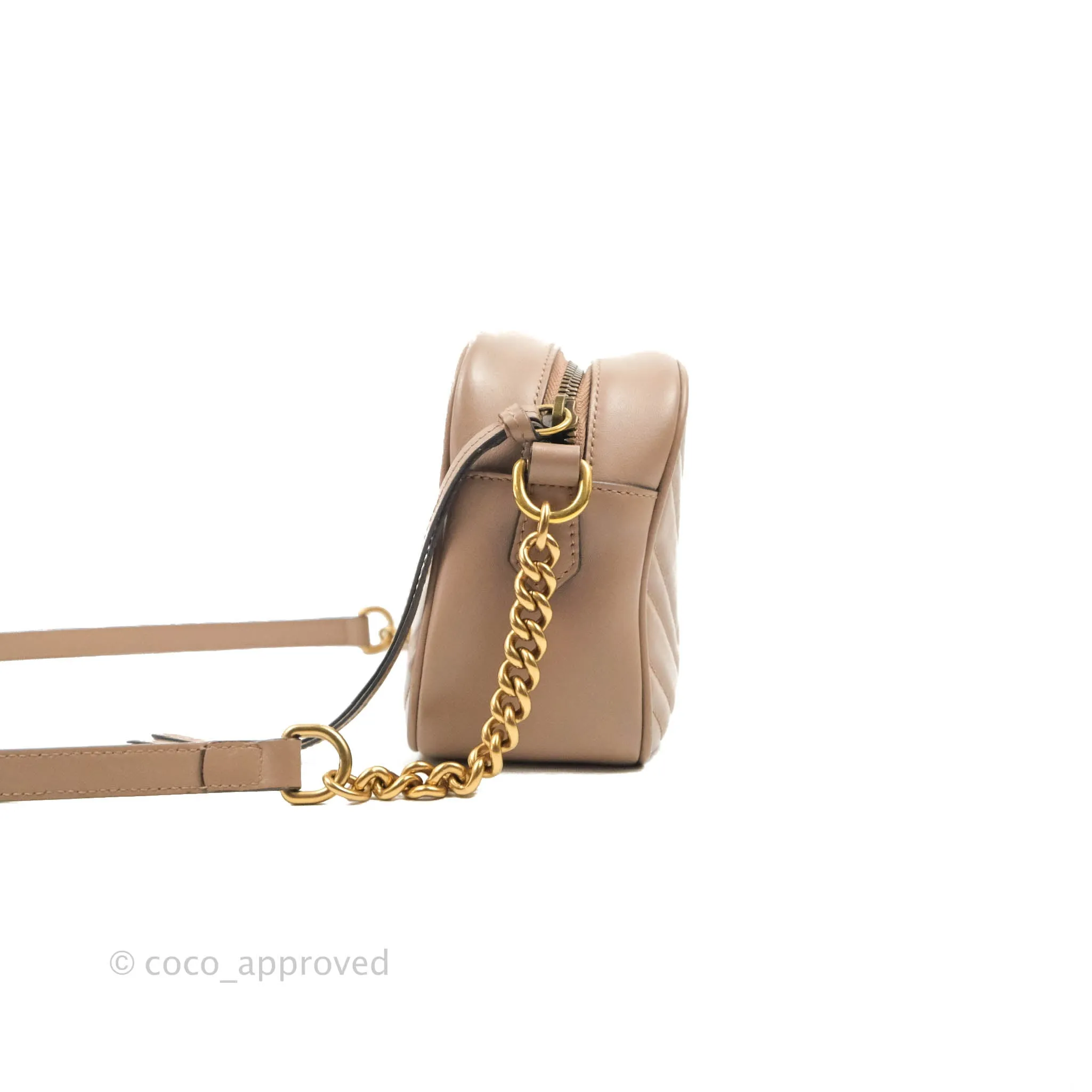 Gucci Small Matelasse GG Marmont Camera Bag Dusty Pink Calfskin Gold Hardware