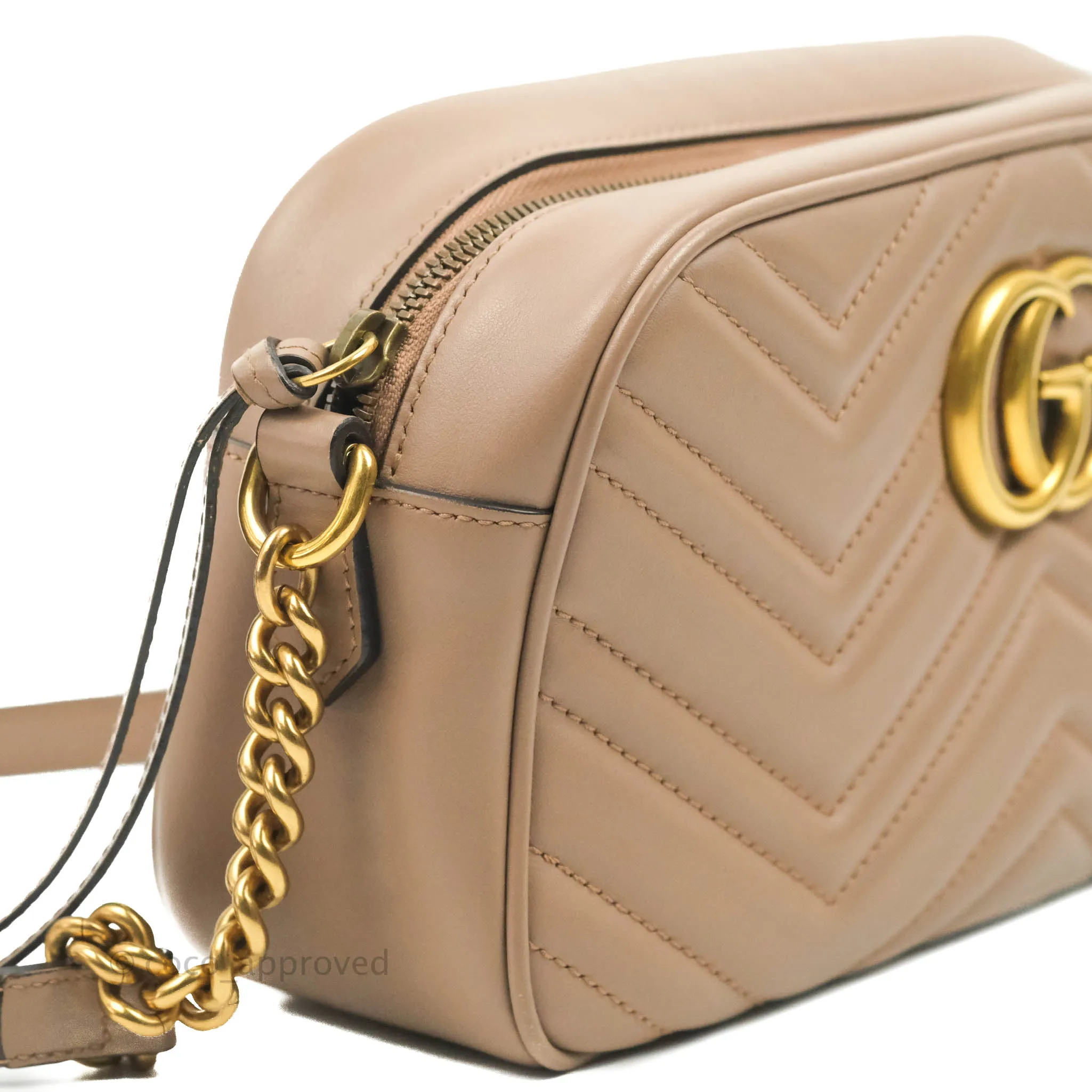 Gucci Small Matelasse GG Marmont Camera Bag Dusty Pink Calfskin Gold Hardware