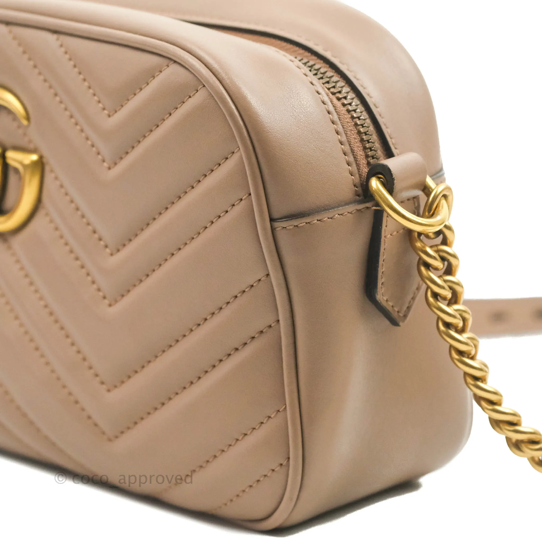 Gucci Small Matelasse GG Marmont Camera Bag Dusty Pink Calfskin Gold Hardware