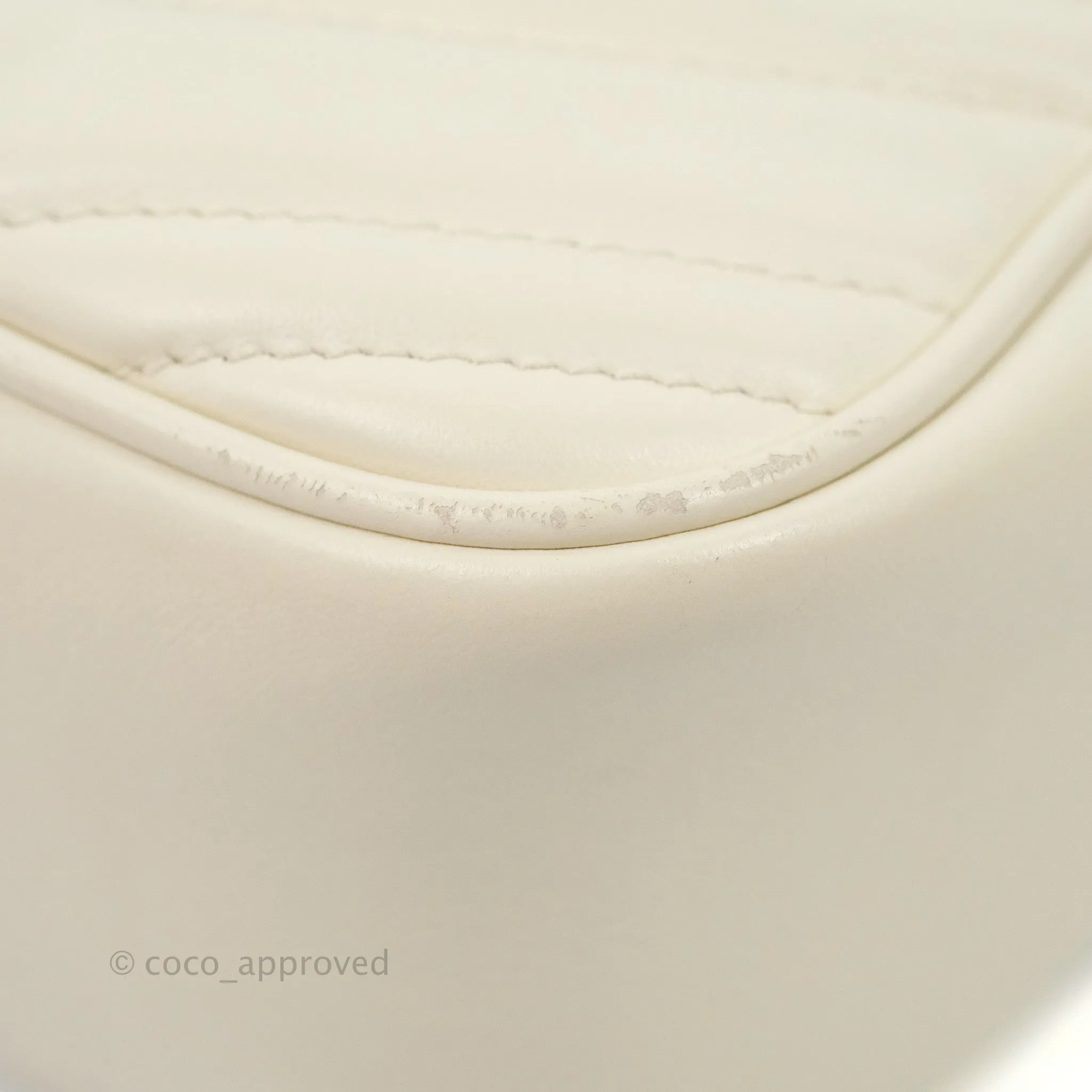 Gucci Small Matelasse GG Marmont Camera Bag White Calfskin Gold Hardware