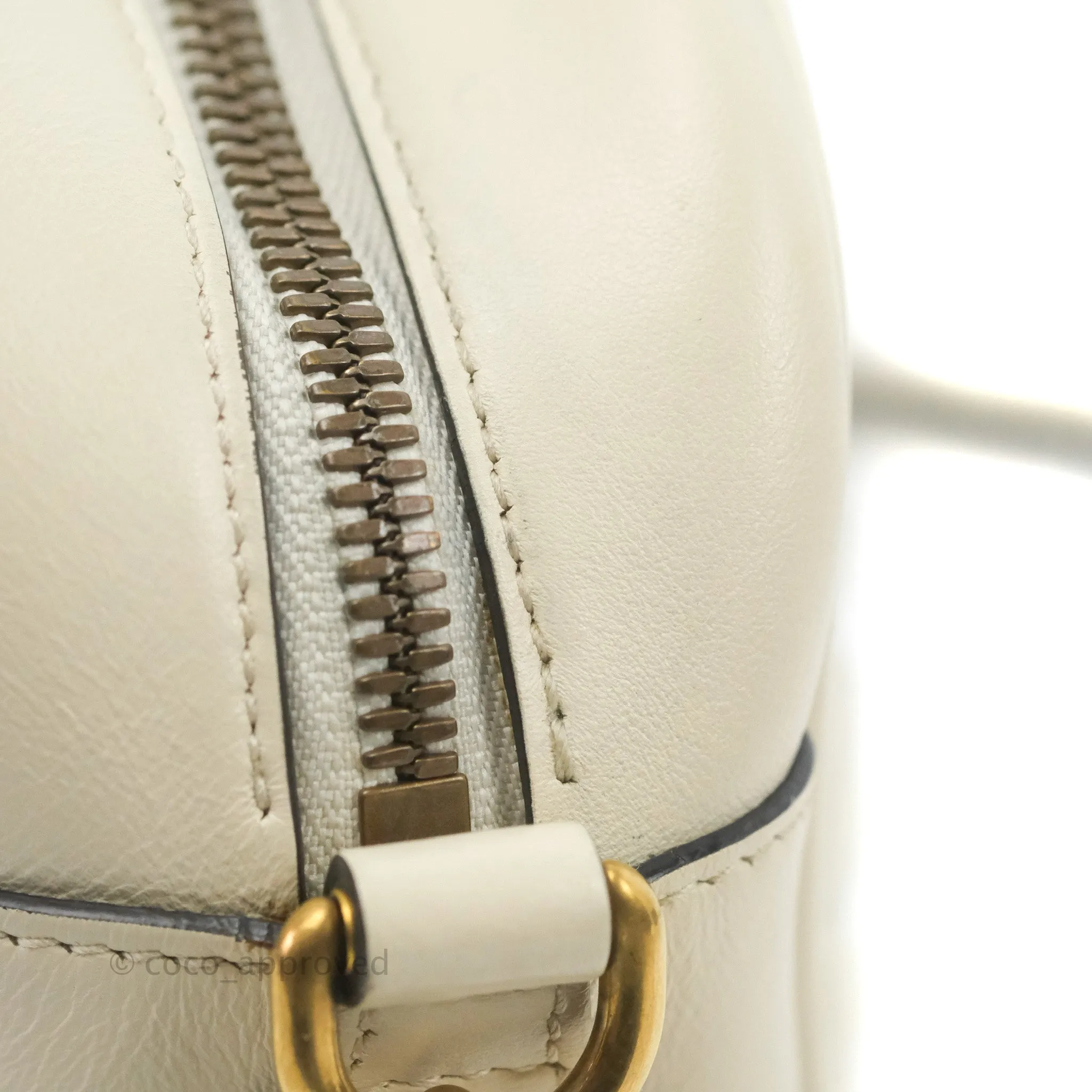 Gucci Small Matelasse GG Marmont Camera Bag White Calfskin Gold Hardware