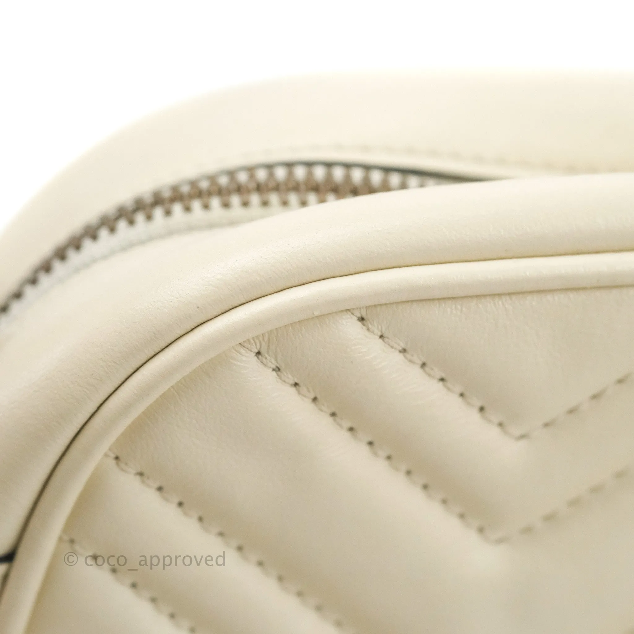 Gucci Small Matelasse GG Marmont Camera Bag White Calfskin Gold Hardware