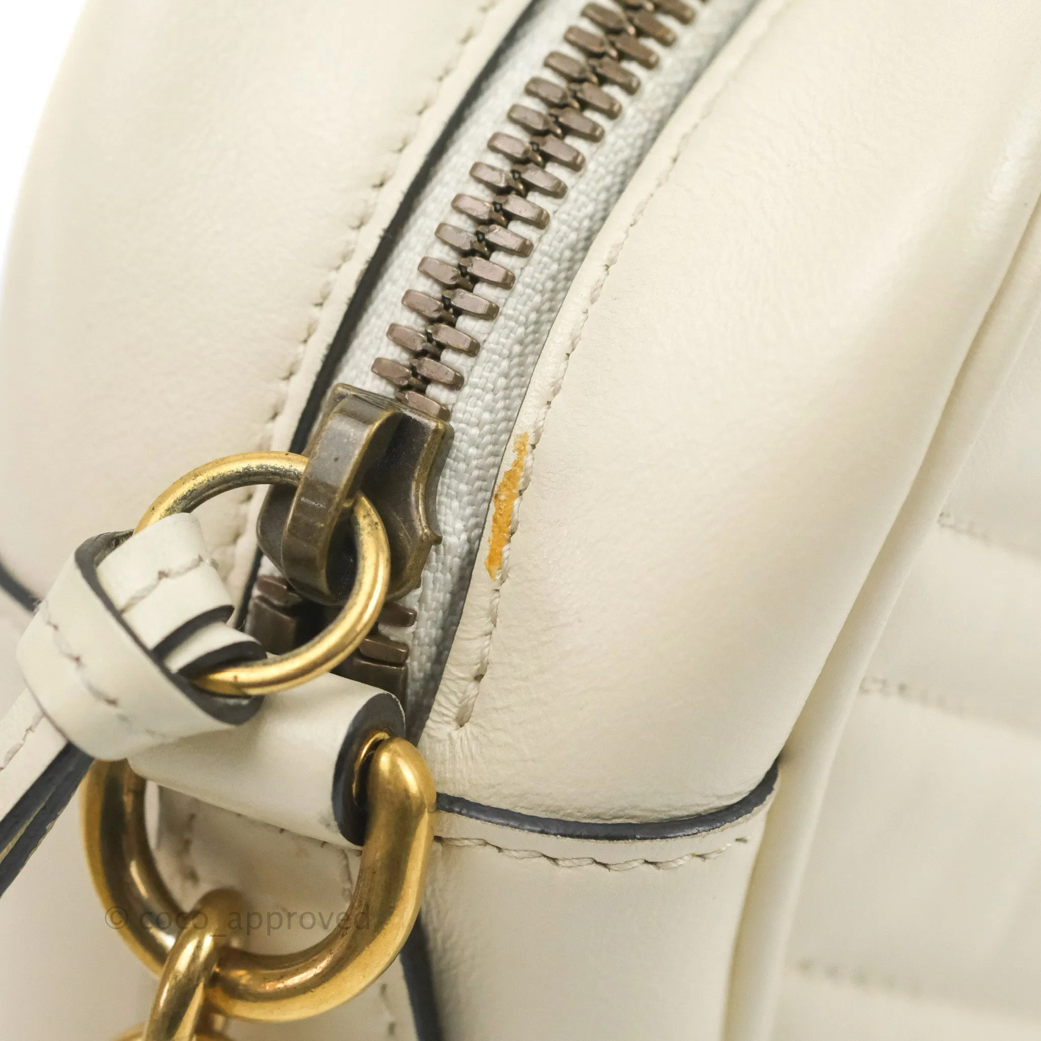 Gucci Small Matelasse GG Marmont Camera Bag White Calfskin Gold Hardware