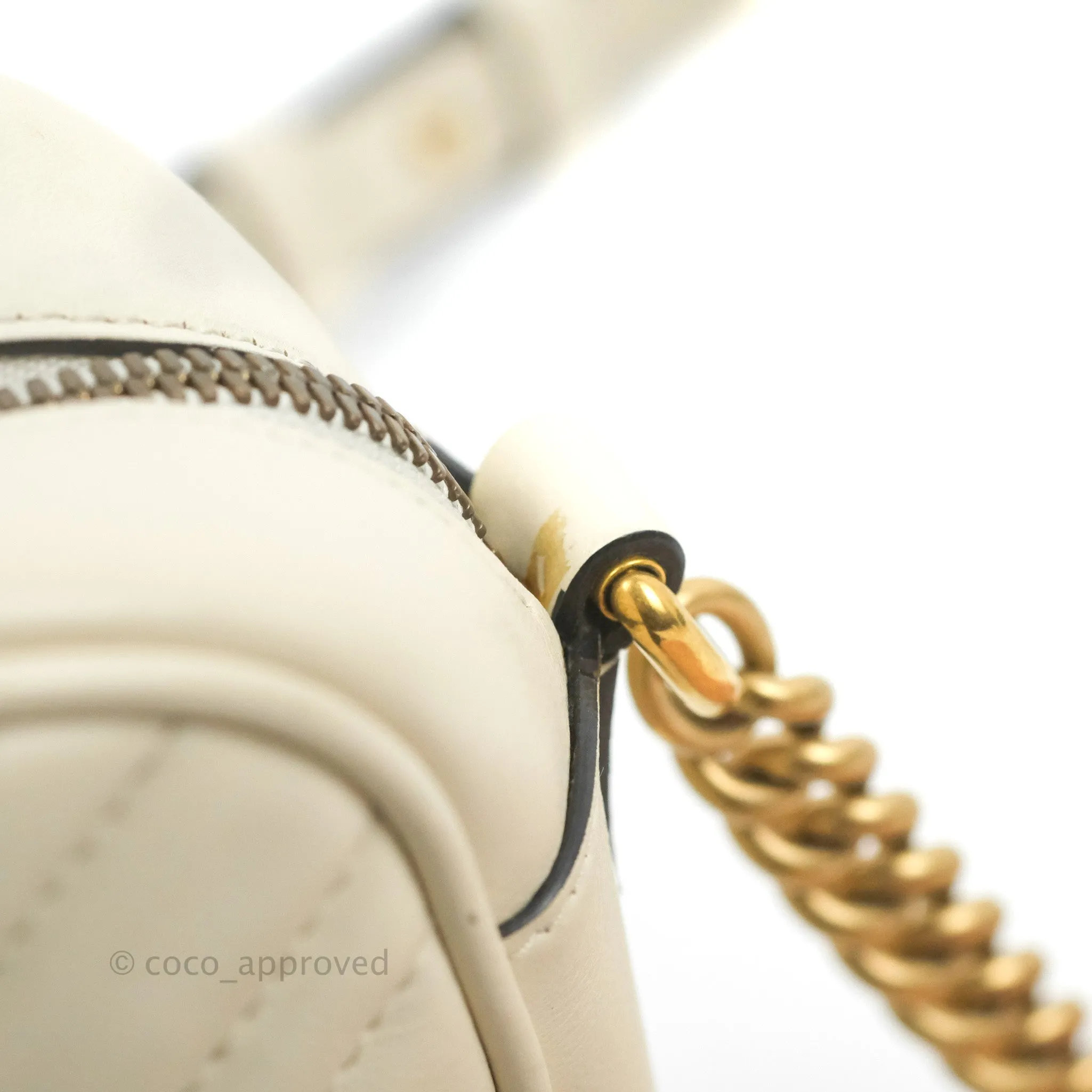 Gucci Small Matelasse GG Marmont Camera Bag White Calfskin Gold Hardware