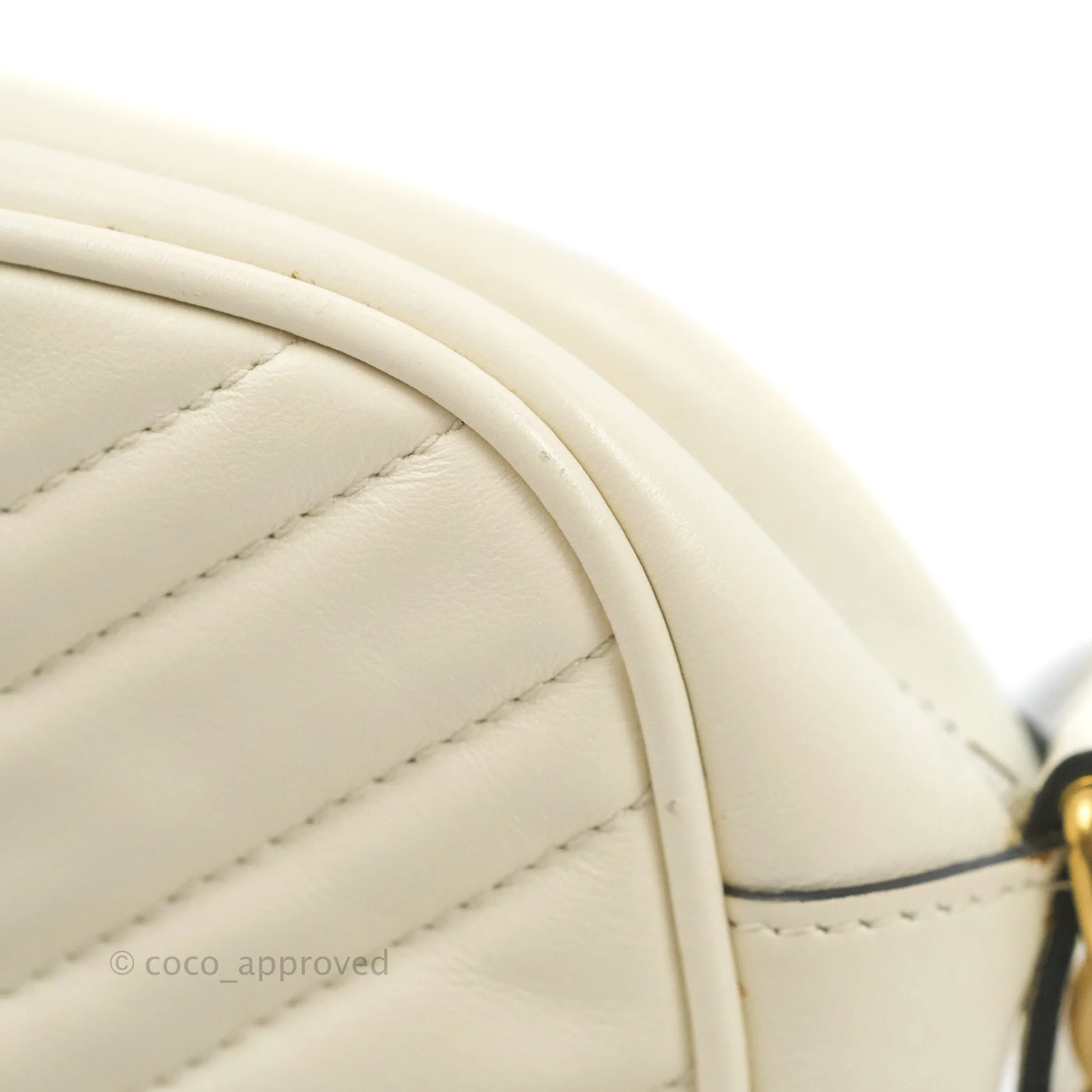 Gucci Small Matelasse GG Marmont Camera Bag White Calfskin Gold Hardware