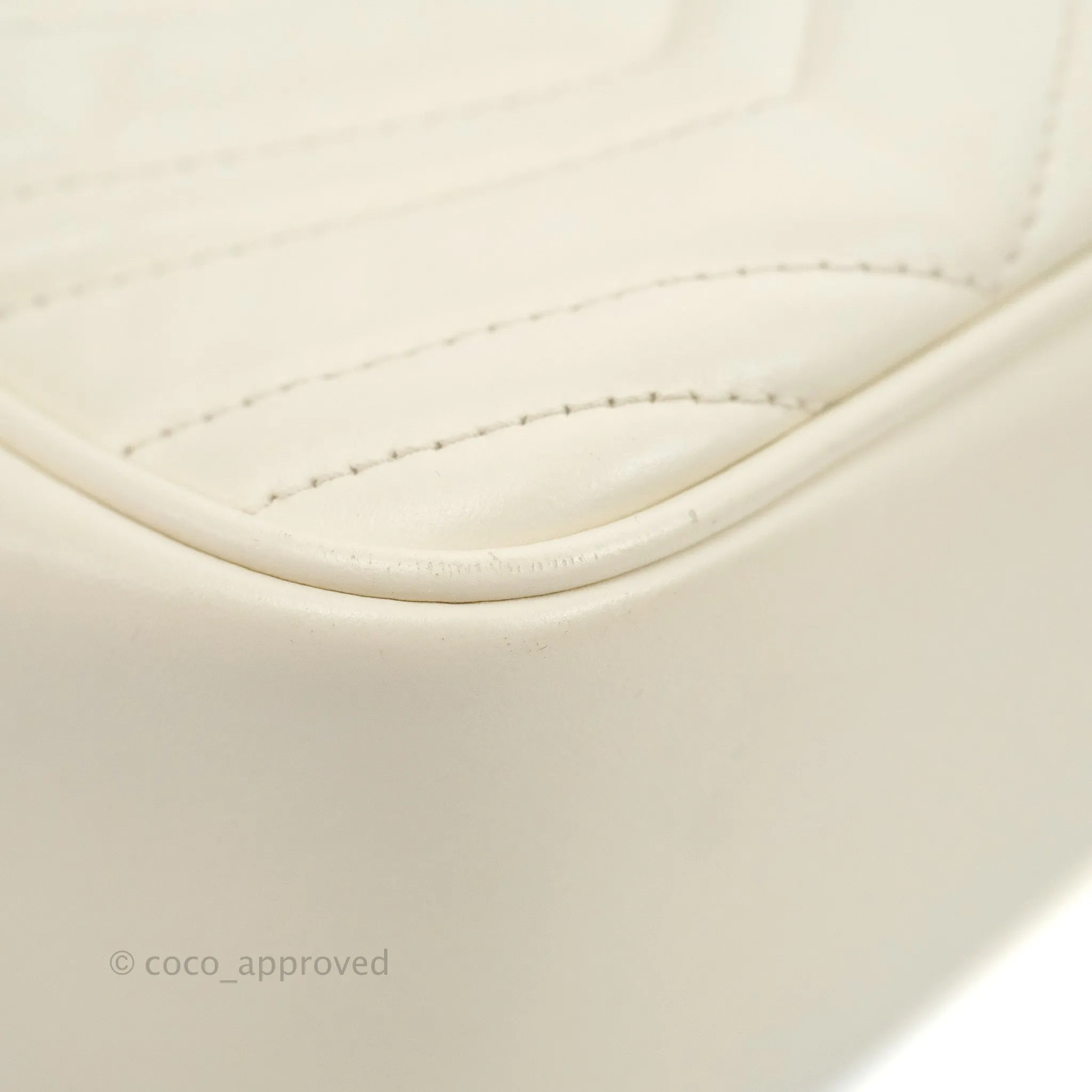 Gucci Small Matelasse GG Marmont Camera Bag White Calfskin Gold Hardware