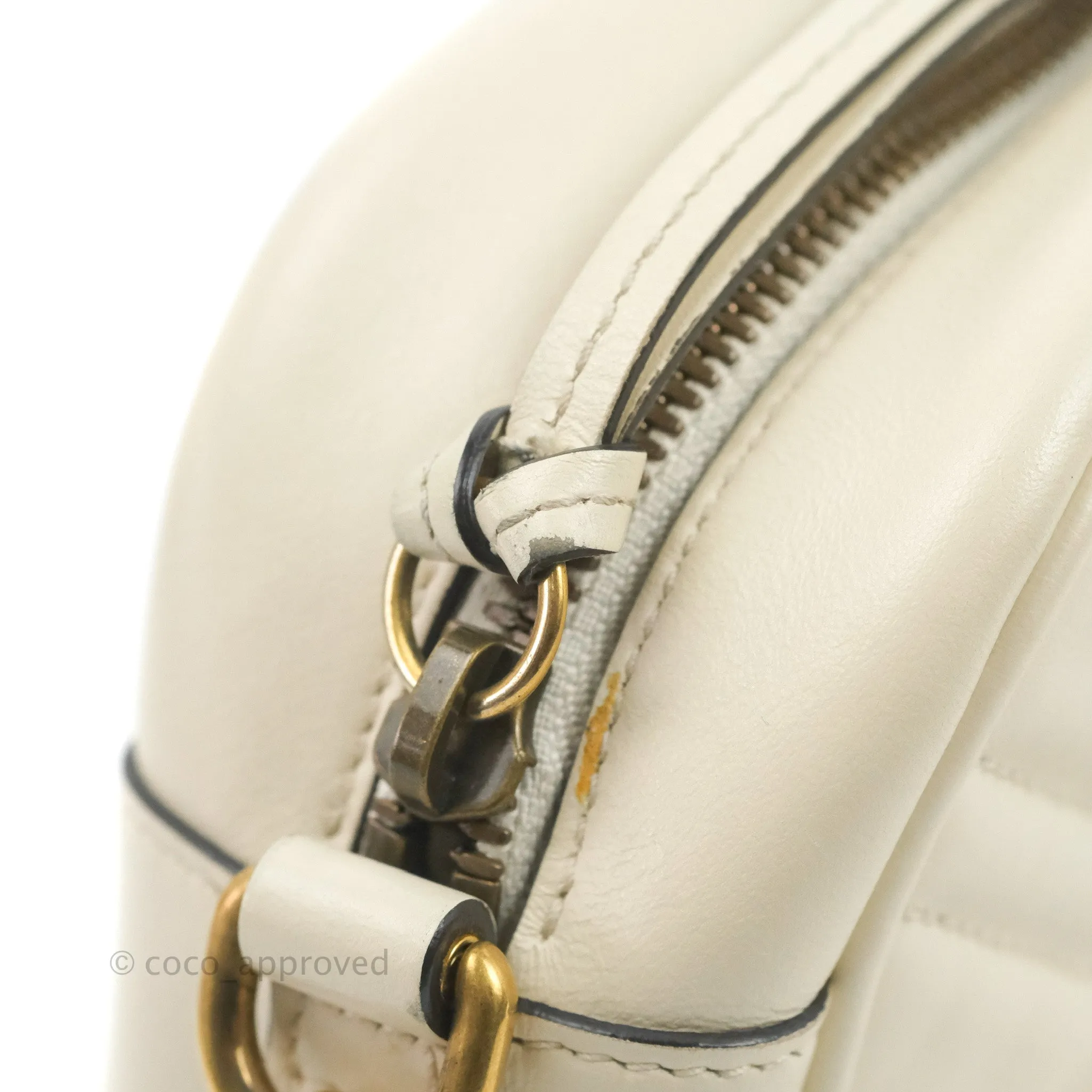 Gucci Small Matelasse GG Marmont Camera Bag White Calfskin Gold Hardware