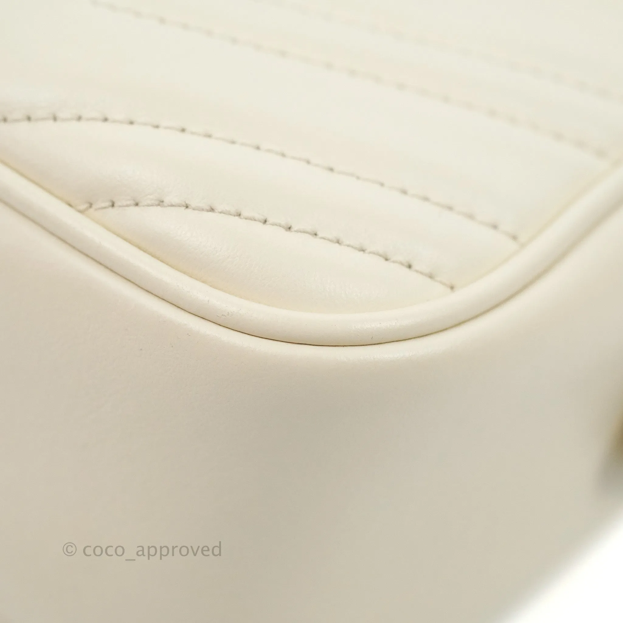 Gucci Small Matelasse GG Marmont Camera Bag White Calfskin Gold Hardware