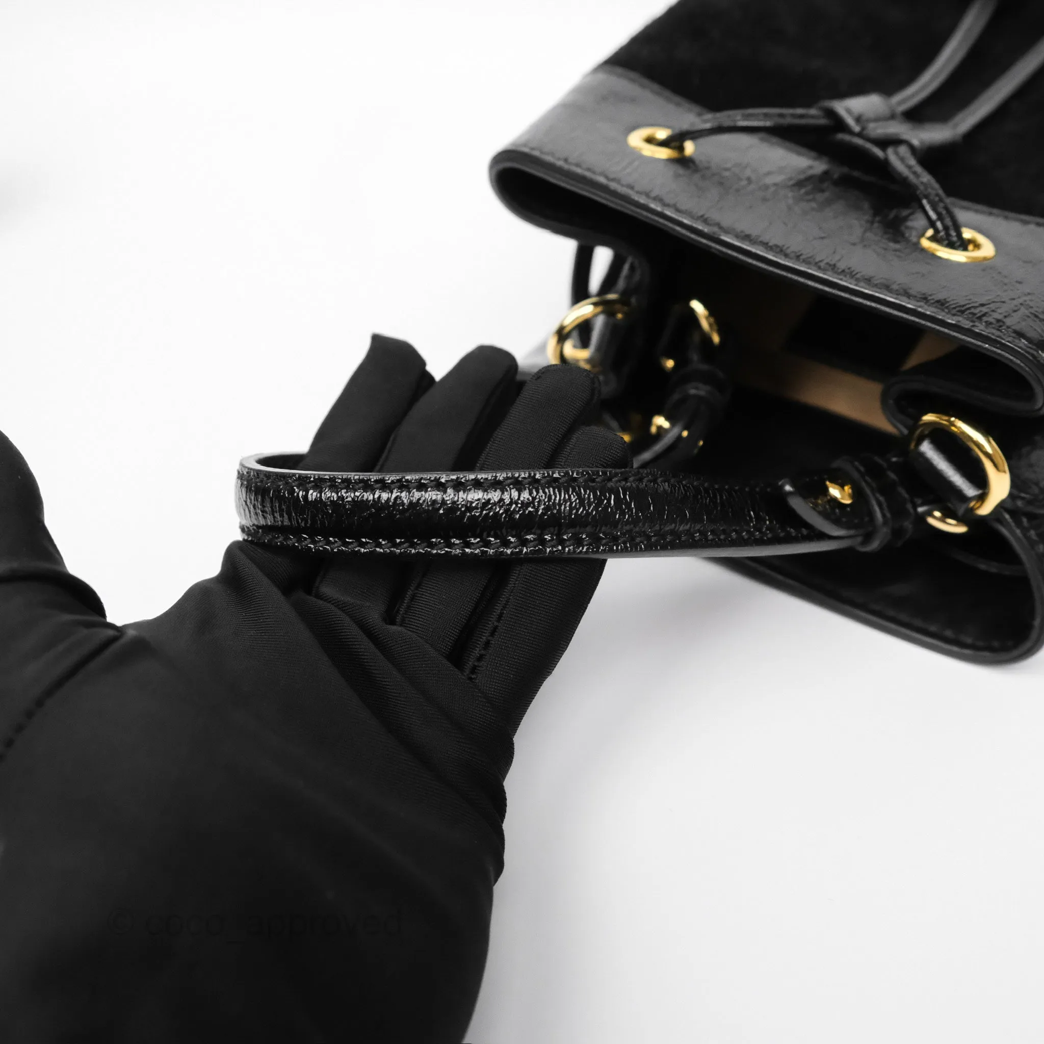 Gucci Small Ophidia Bucket Bag Black Suede