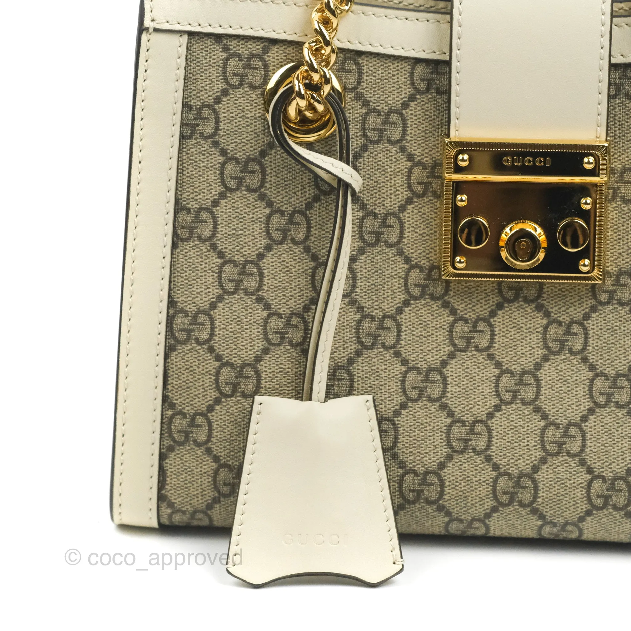 Gucci Small Padlock Shoulder Bag GG Supreme Canvas White