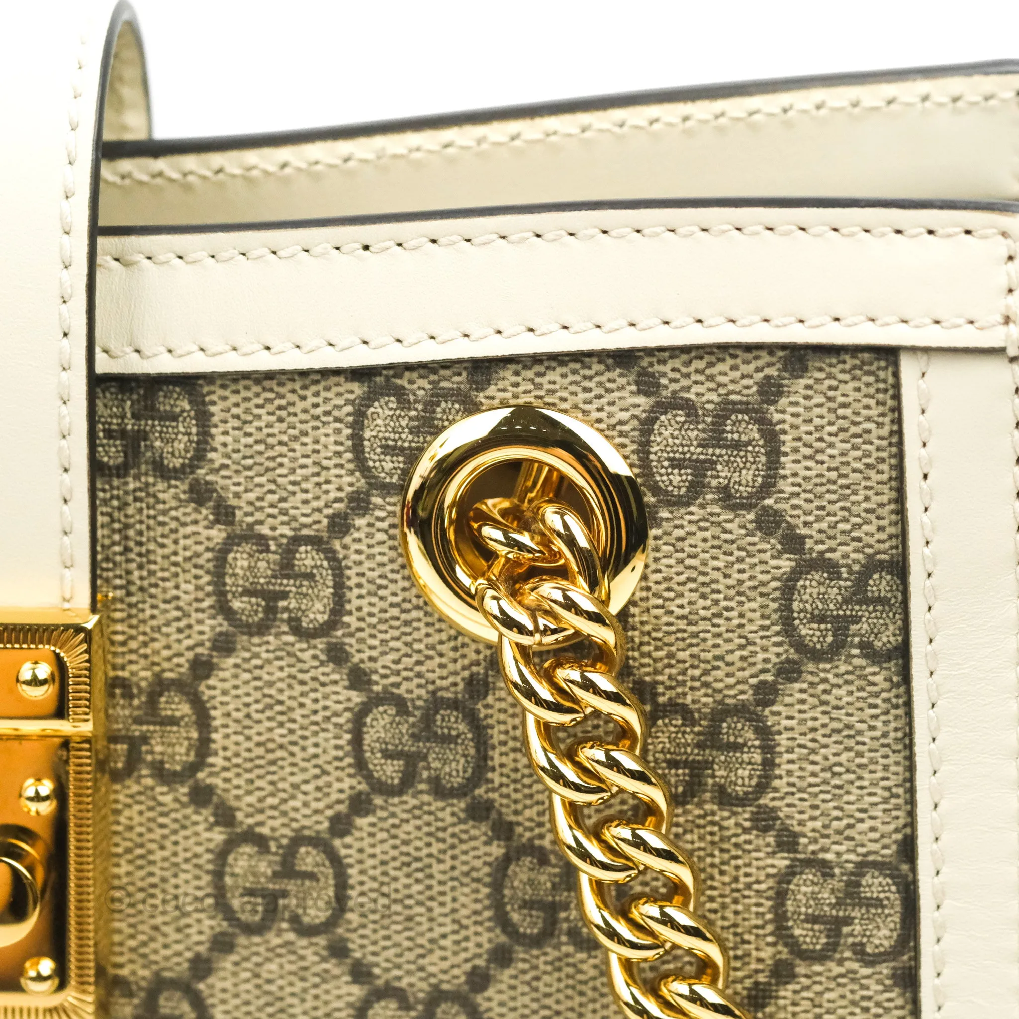 Gucci Small Padlock Shoulder Bag GG Supreme Canvas White