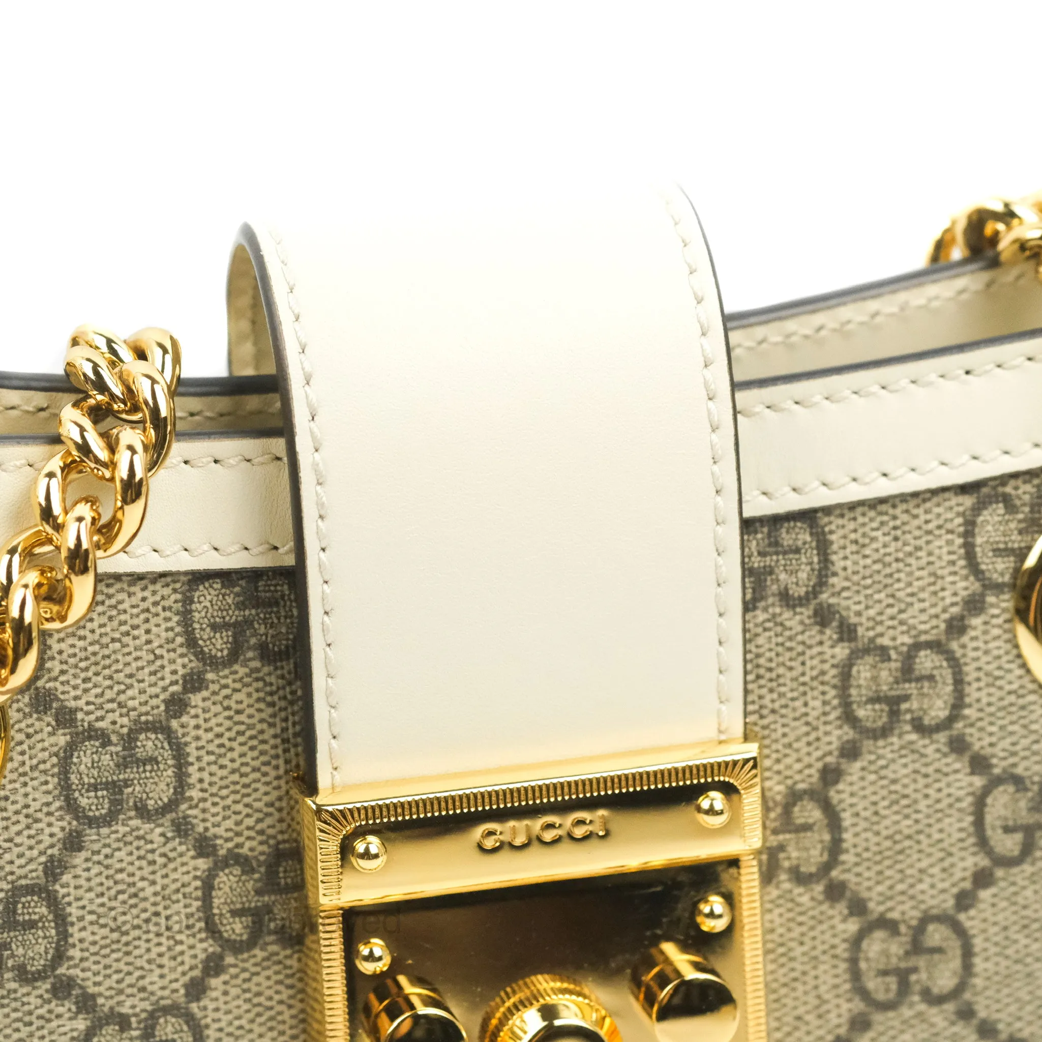 Gucci Small Padlock Shoulder Bag GG Supreme Canvas White